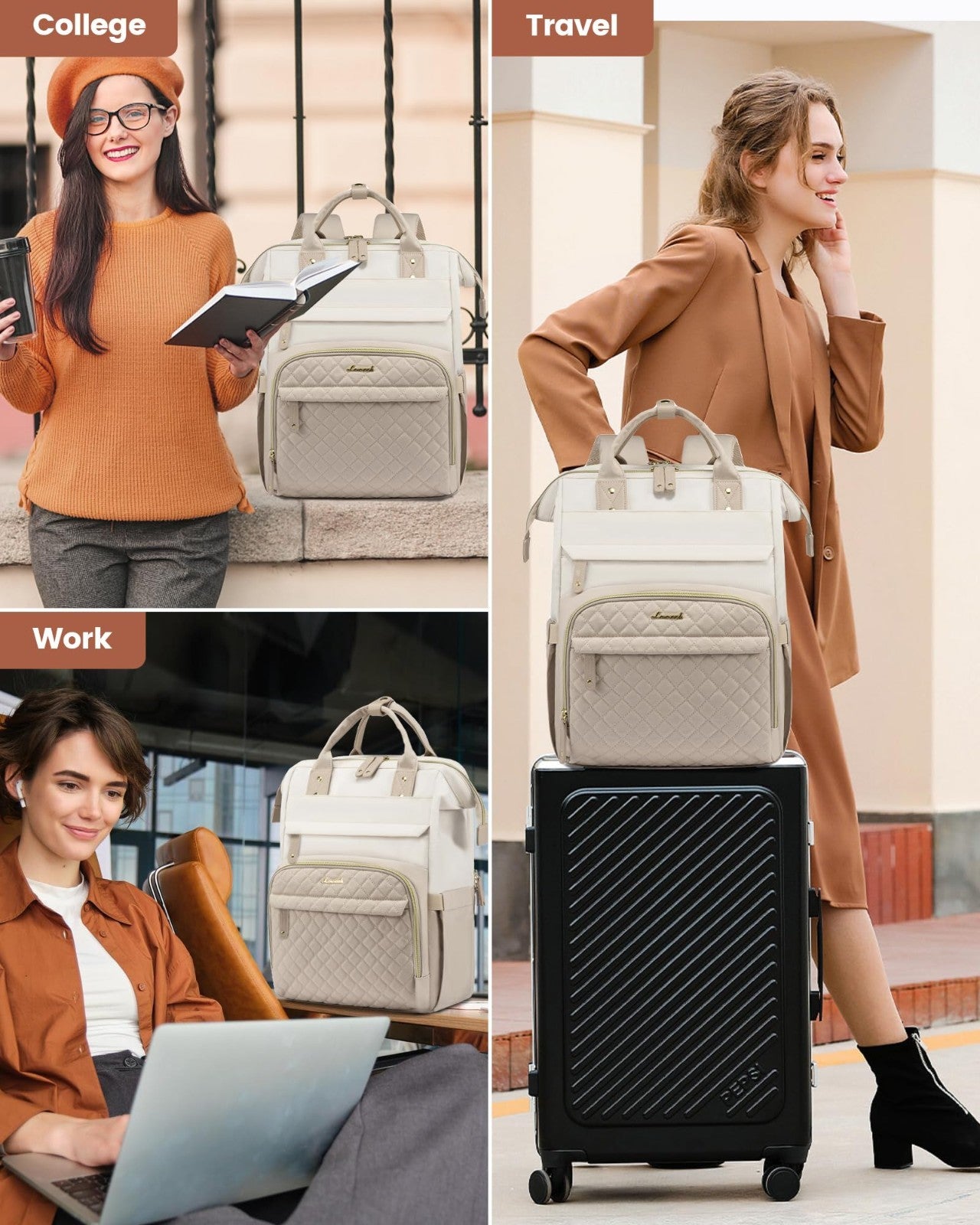 Quilted Laptop Backpack for Women   Stylish Work, Teacher & Nurse Purse Bag4
