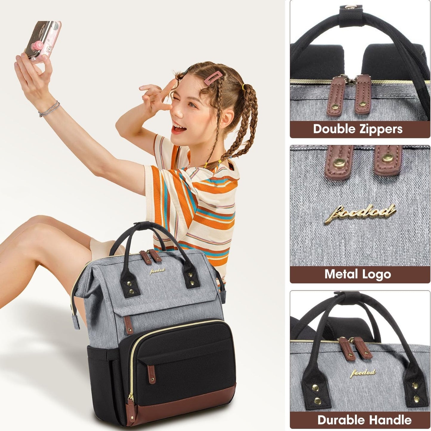 Stylish Laptop Backpack for Women   18" Travel Bag with USB Port, Anti Theft, Du9