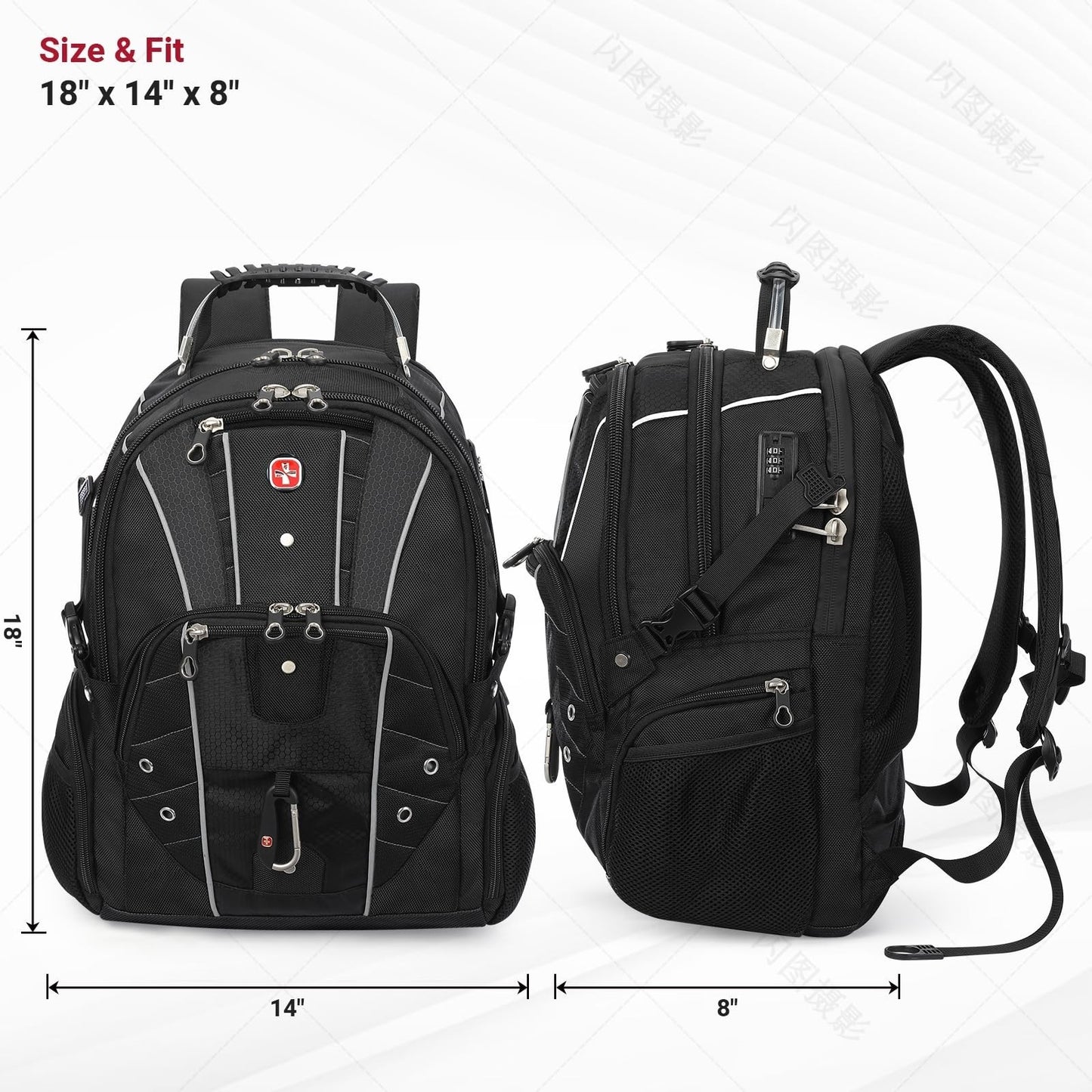 17" Laptop Backpack, USB C Charging, Anti Theft, Large Capacity, Multi Compartme5