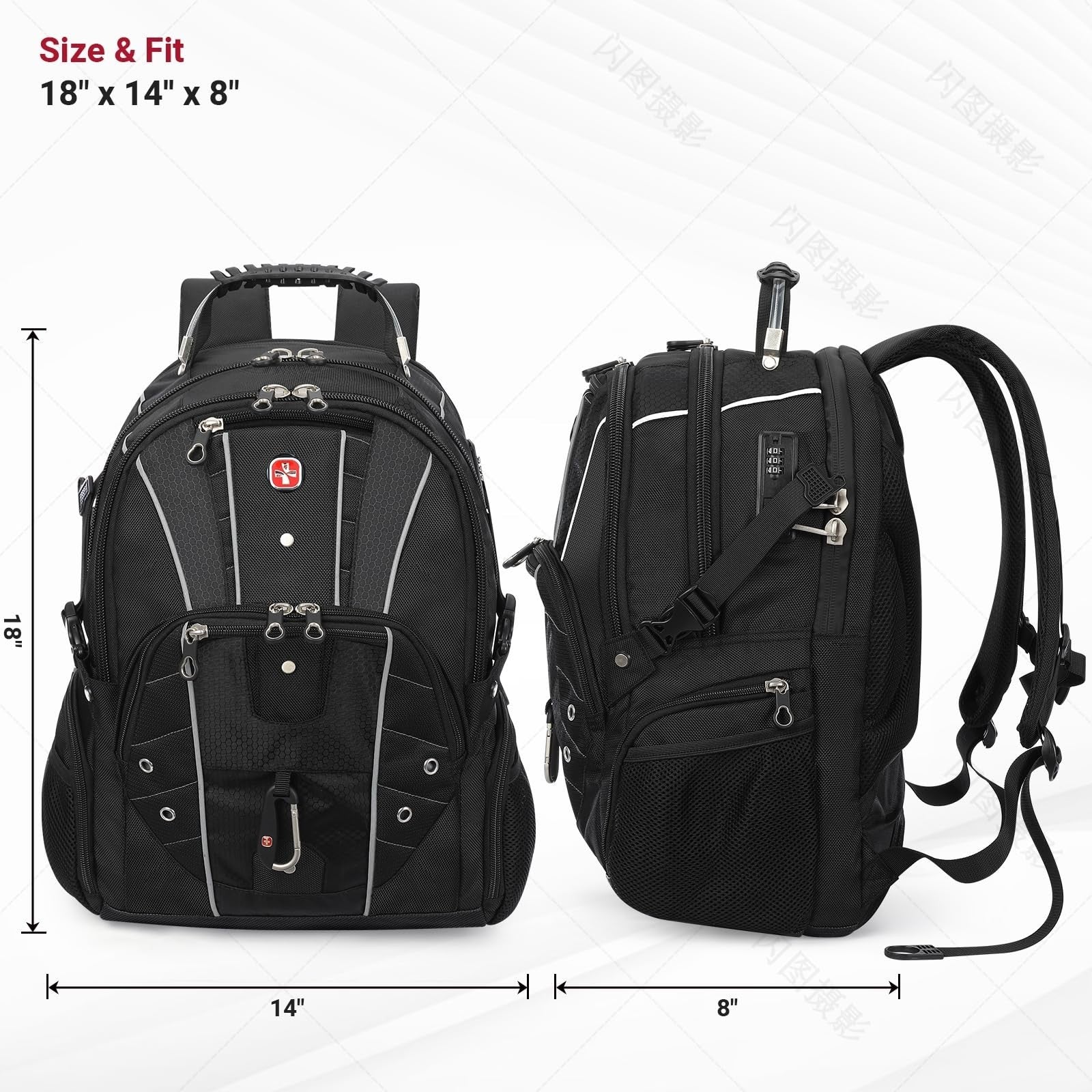 17" Laptop Backpack, USB C Charging, Anti Theft, Large Capacity, Multi Compartme5