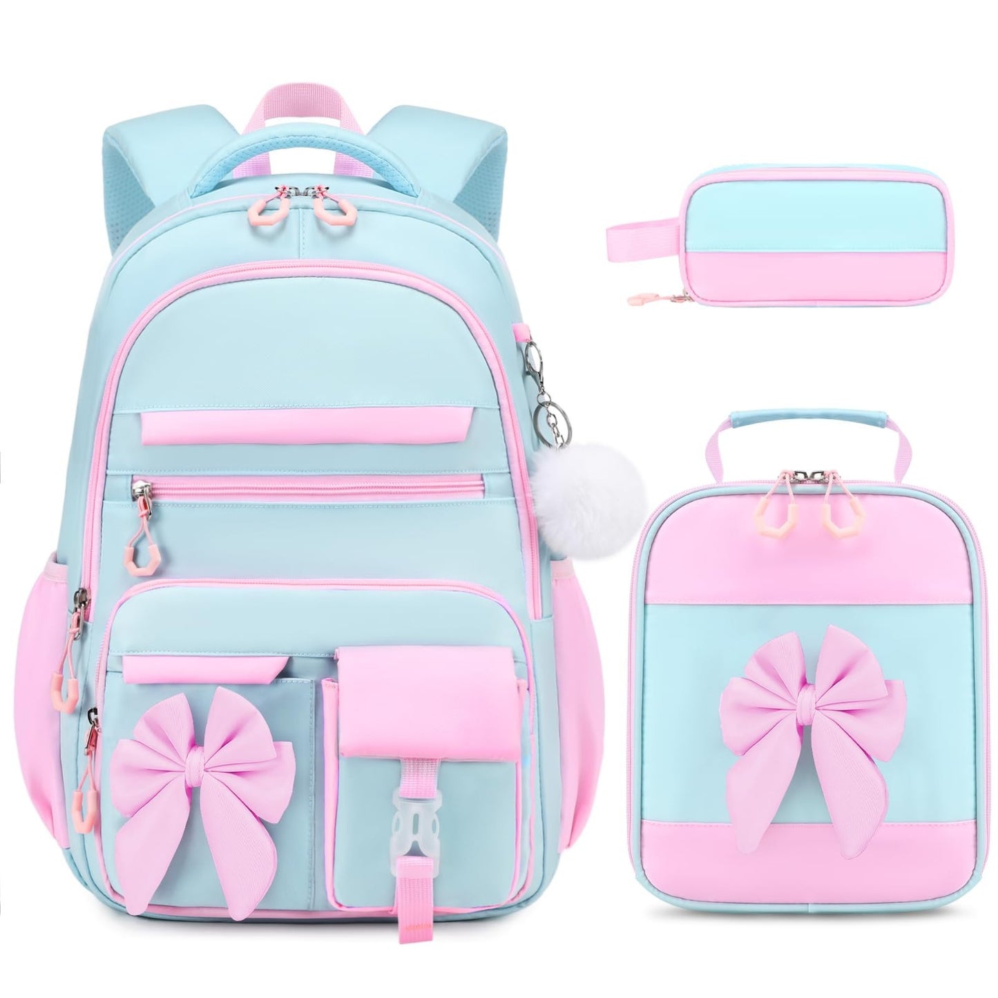 Cute Girls Backpack Set with Lunch Bag & Pencil Case   Stylish School Bag for Ki1