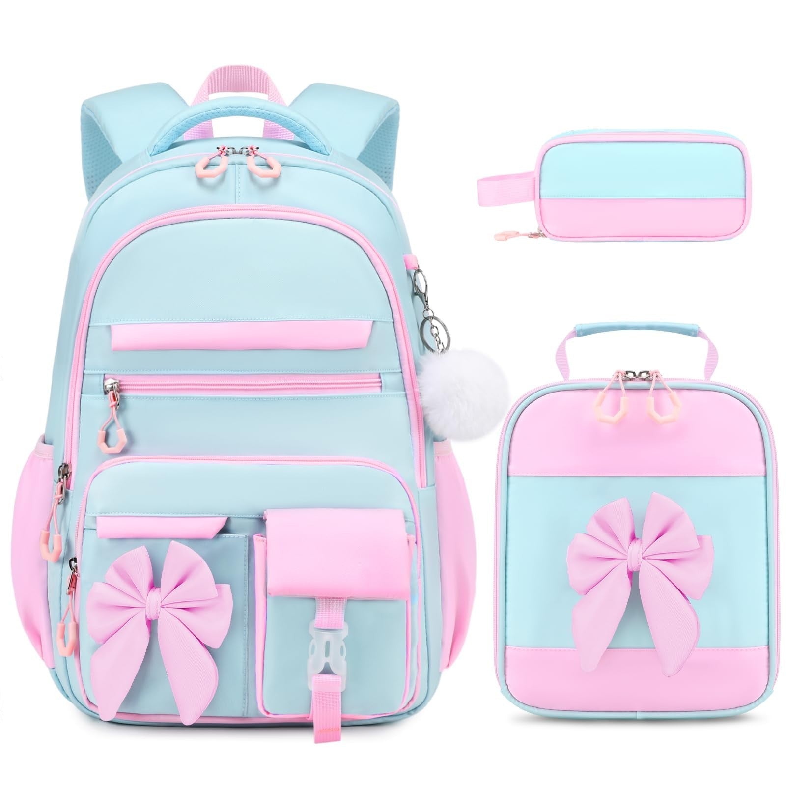 Cute Girls Backpack Set with Lunch Bag & Pencil Case   Stylish School Bag for Ki1