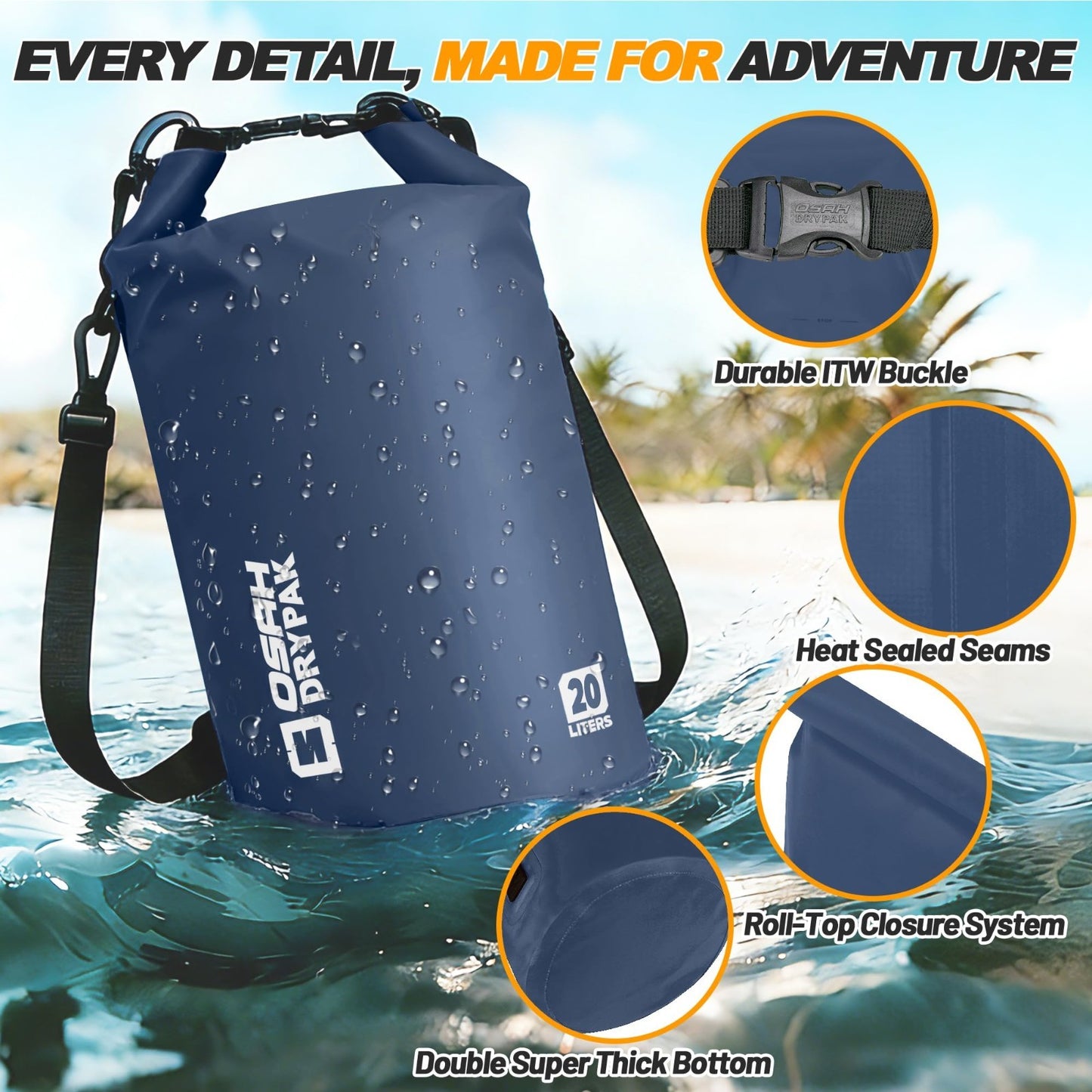 Waterproof Dry Bag 5L/10L/20L/30L/40L - Lightweight Roll Top Backpack for Travel3