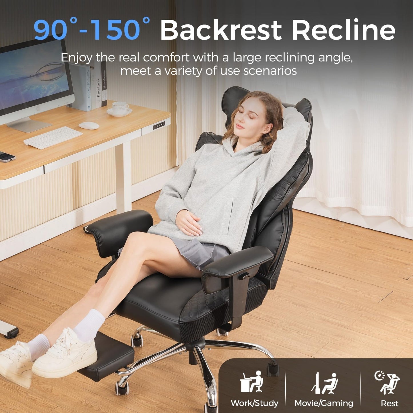 Big & Tall Gaming Chair 400lbs Heavy Duty Office Chair with Foot Rest, Ergonomic6