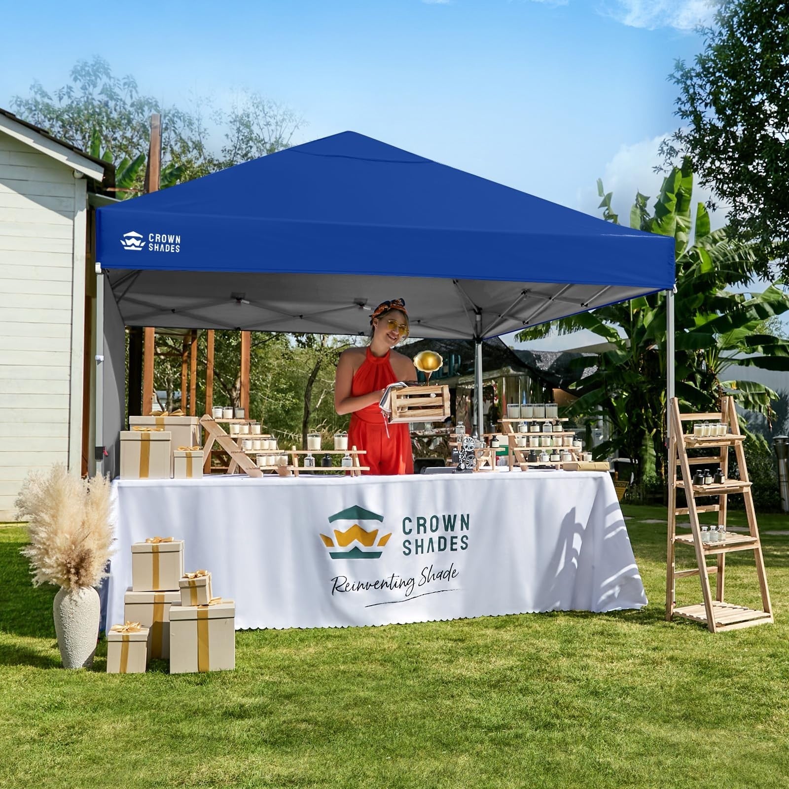 8x8 Pop Up Canopy Tent with Side Wall, Easy Setup Outdoor Gazebo, Beach Shade, N2