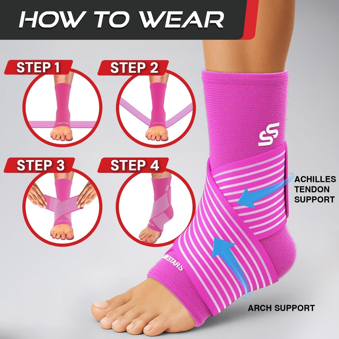 Ankle Brace Compression Sleeve for Sprains & Plantar Fasciitis Relief, Adjustabl6
