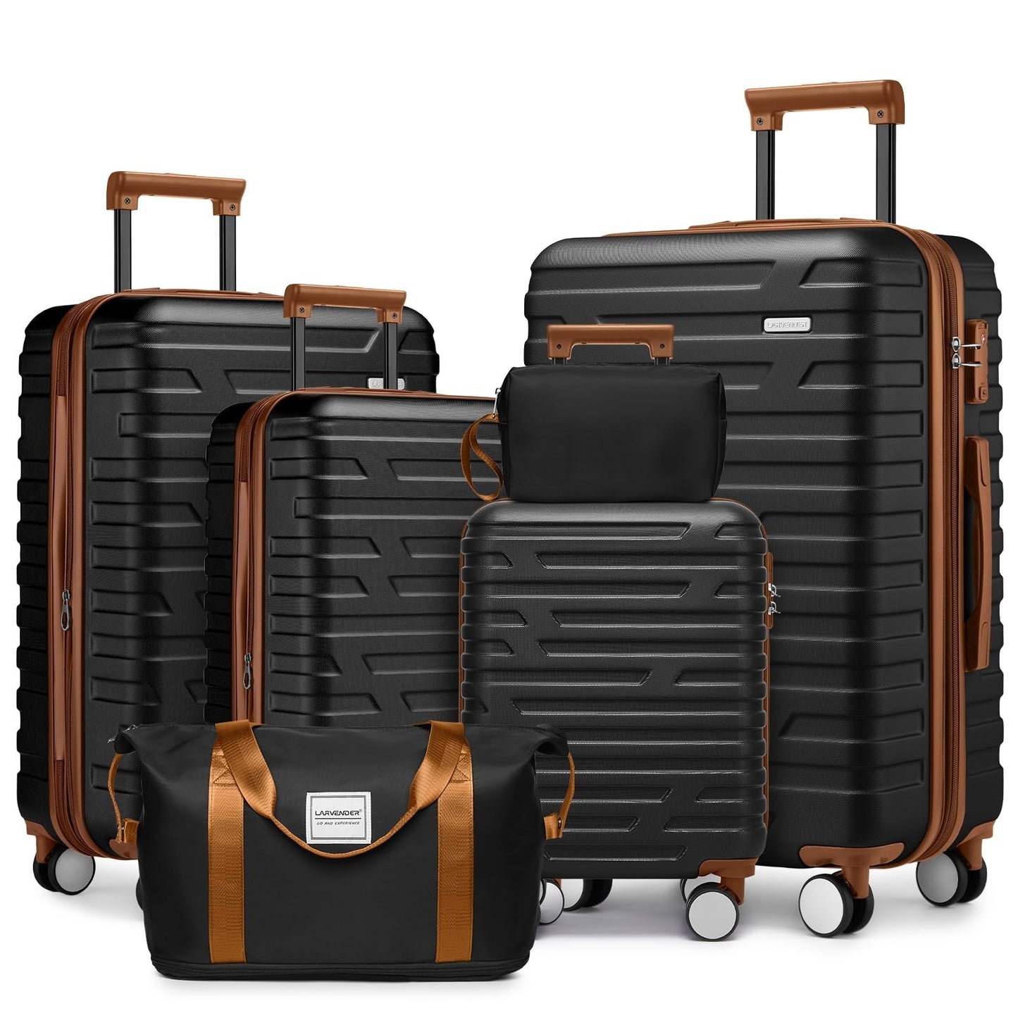 Expandable 6-Piece Luggage Set with Wheels, TSA-Approved Lock, Lightweight Hards1