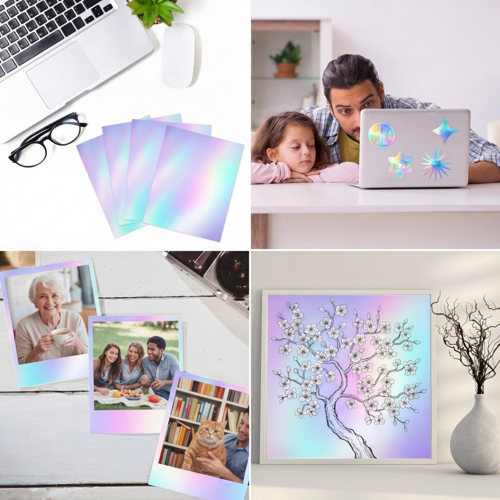 200 Sheets Holographic Printable Vinyl Sticker Paper 8.5x11" Self-Adhesive Gloss5
