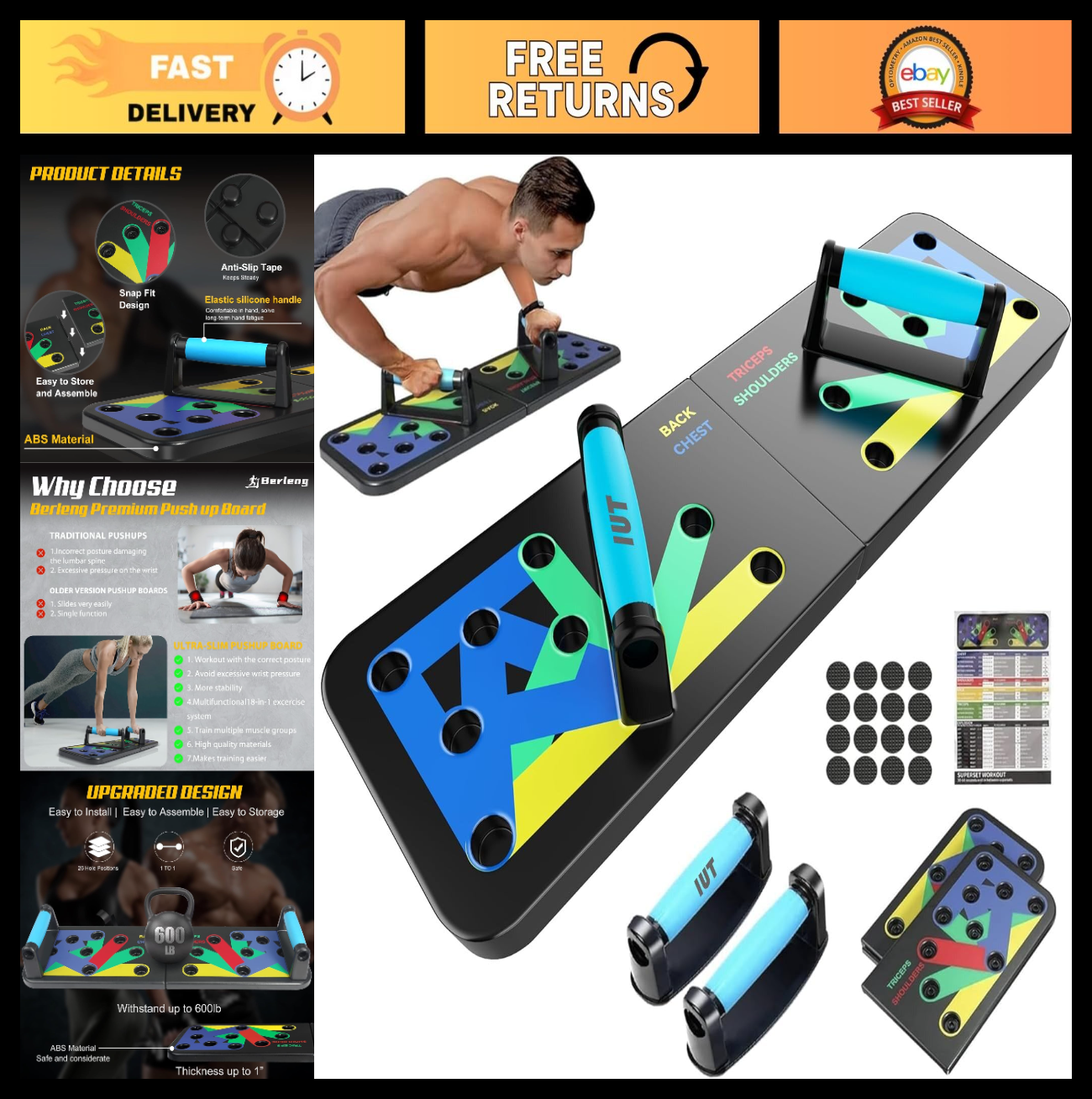 15 in 1 Multi Functional Push Up Board   Home Workout Equipment for Chest & Musc0