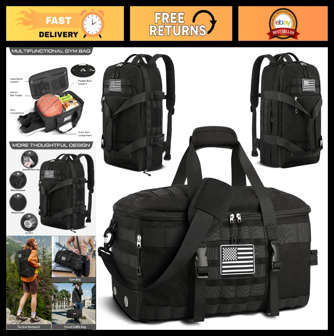 Airline Approved Gym Bag for Men & Women   Carry On Luggage 22x14x9, Travel Read0