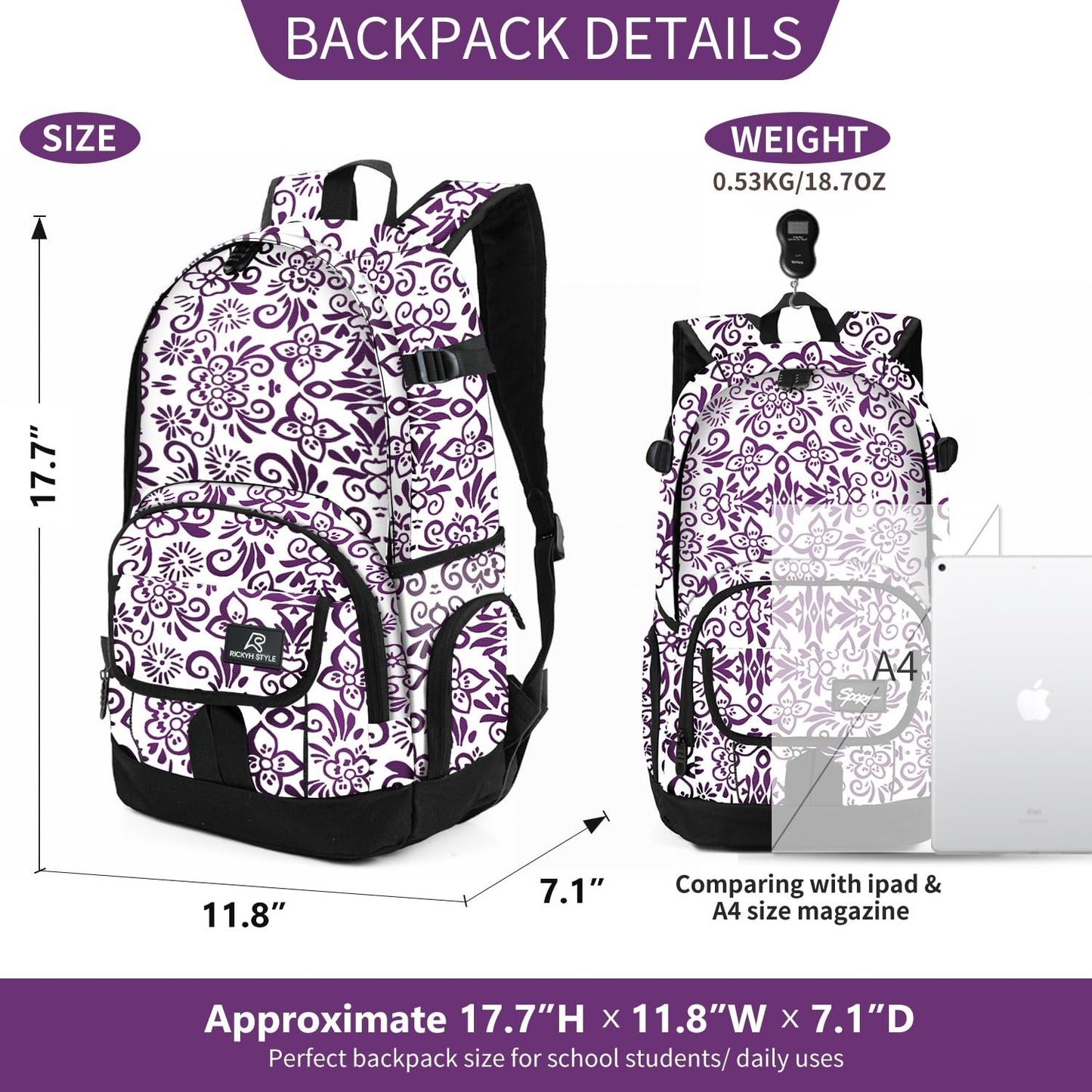 Lightweight School Backpack Travel Bag for Men & Women   College & Daily Use5
