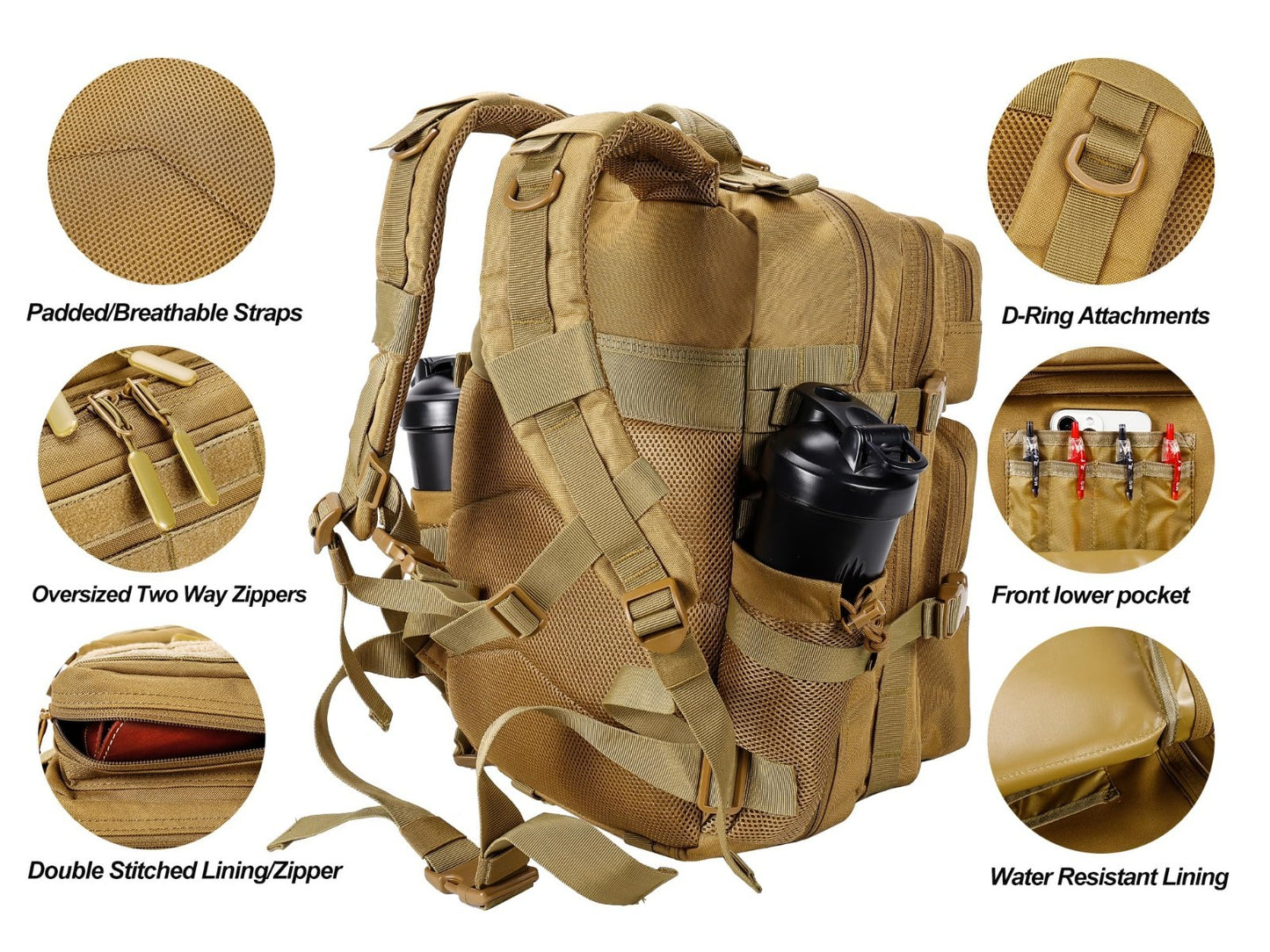 Tactical Military Backpack 25L/35L   Army Assault Pack, Small Rucksack with Wate3