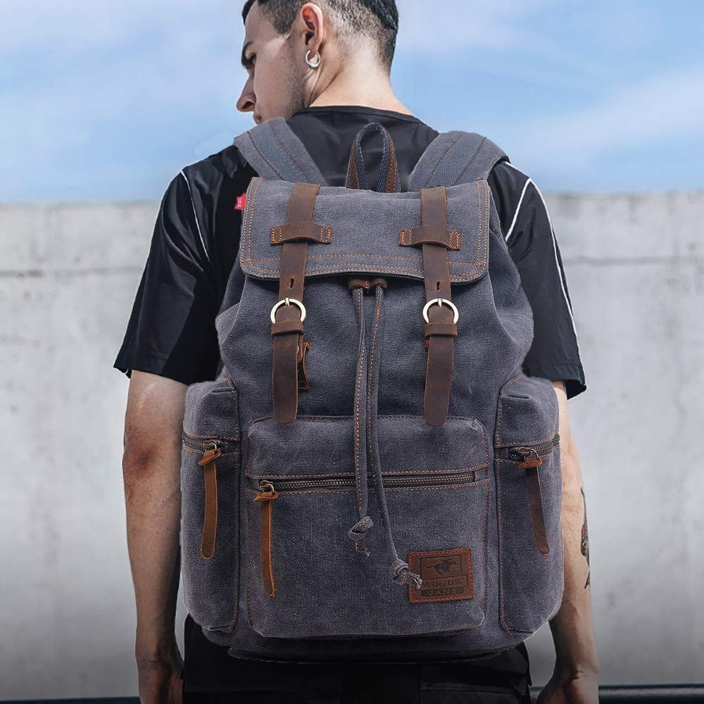 High Capacity Canvas Vintage Backpack for Camping, Hiking, Travel, 12 15" Laptop4