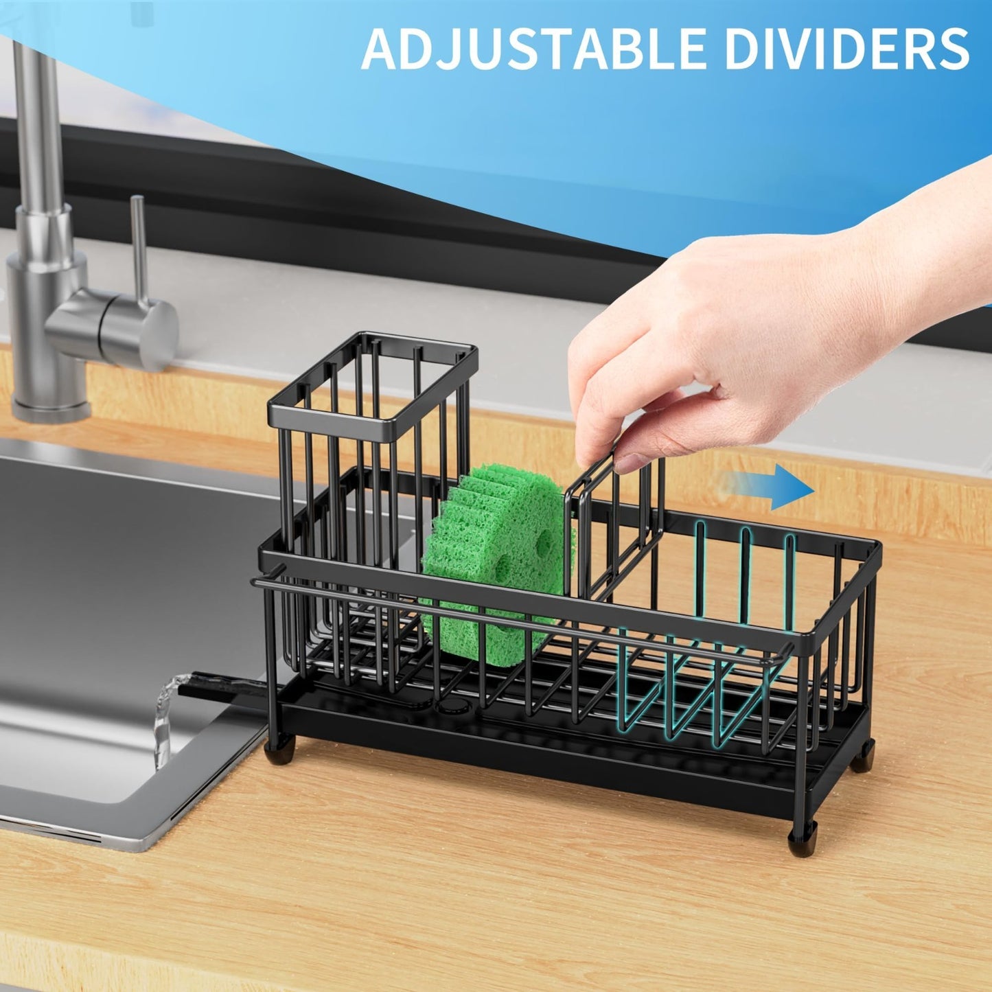 Kitchen Sink Sponge Holder Caddy Organizer, Rustproof 304 Stainless Steel, Towel5