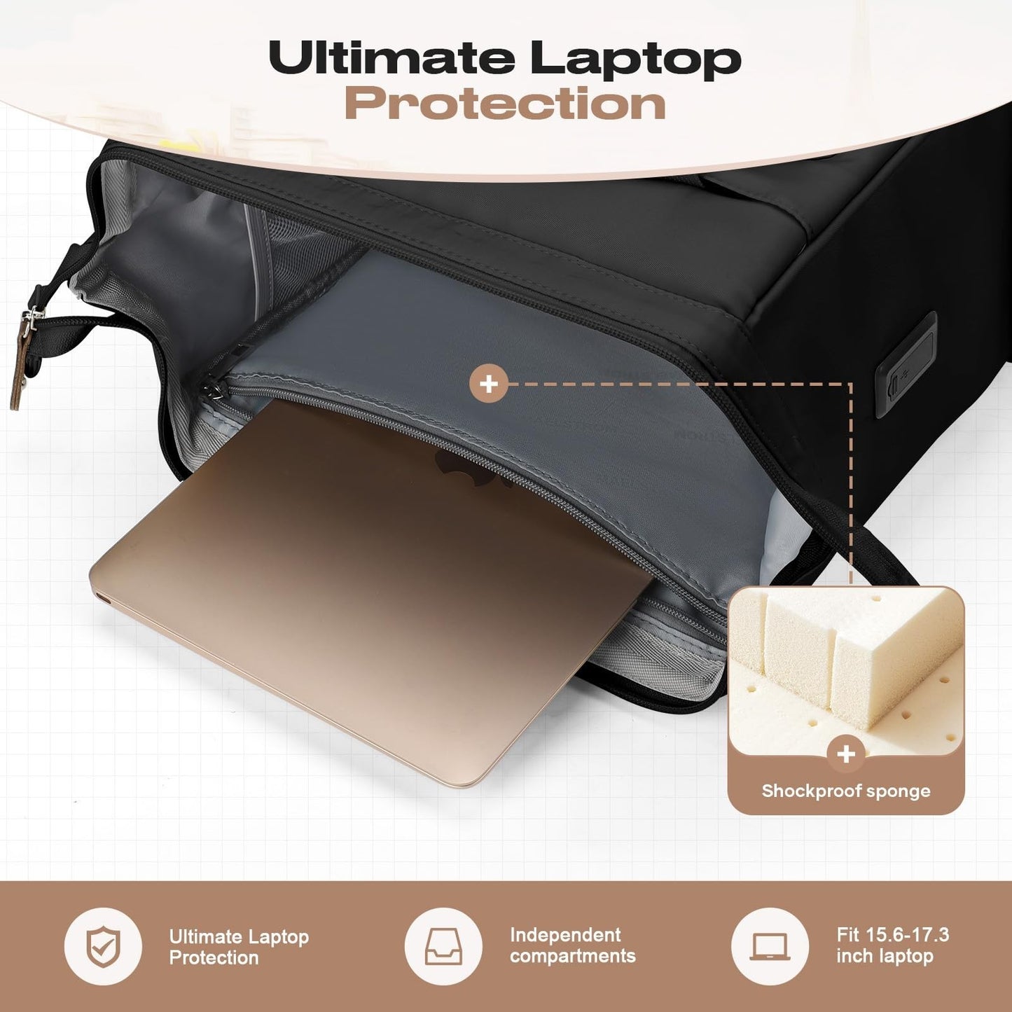 15.6 17.3" Laptop Backpack with Lunch Box, Stylish Work Bag for Men & Women6