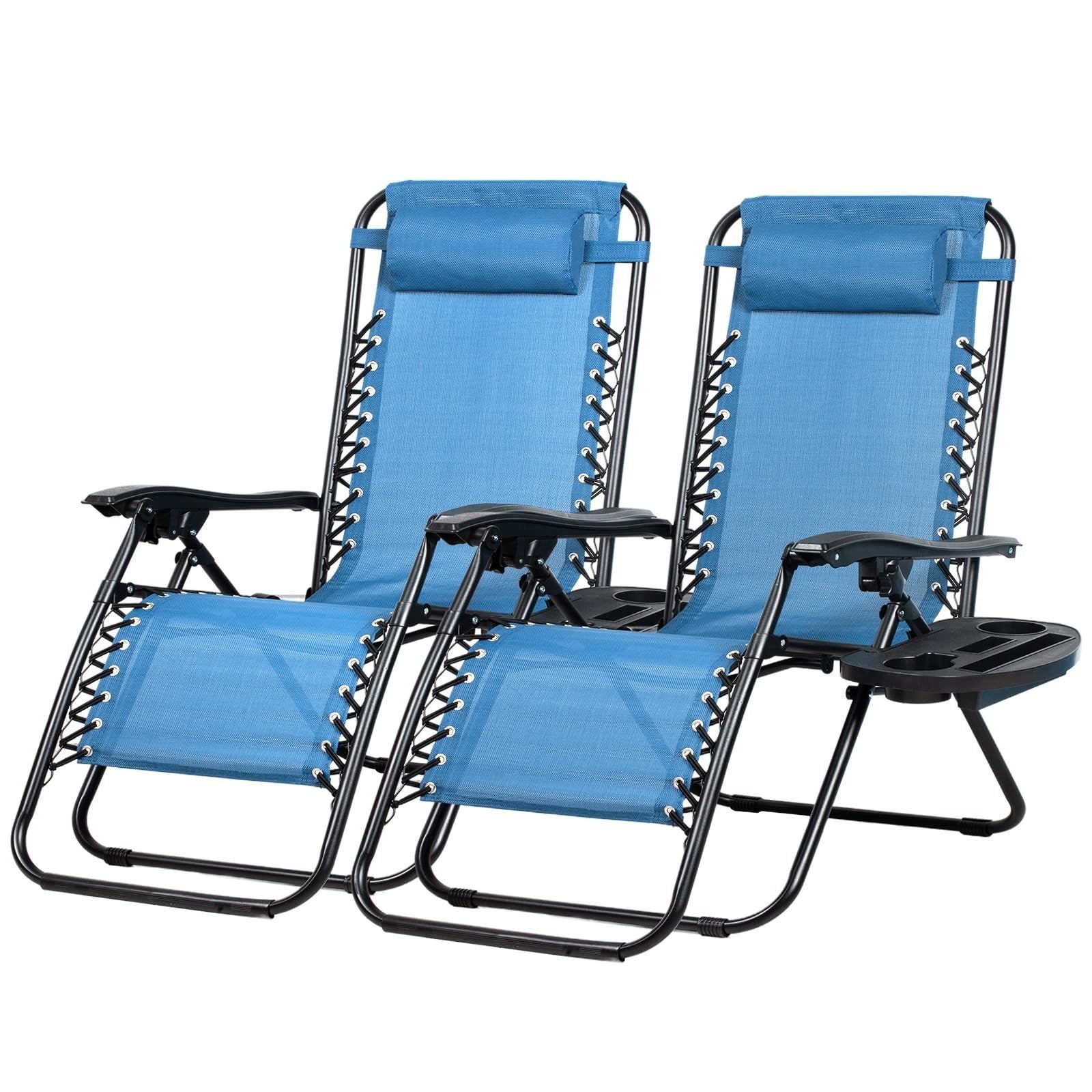 Set of 2 Adjustable Zero Gravity Lounge Chairs   Relaxing Patio Recliners with P1