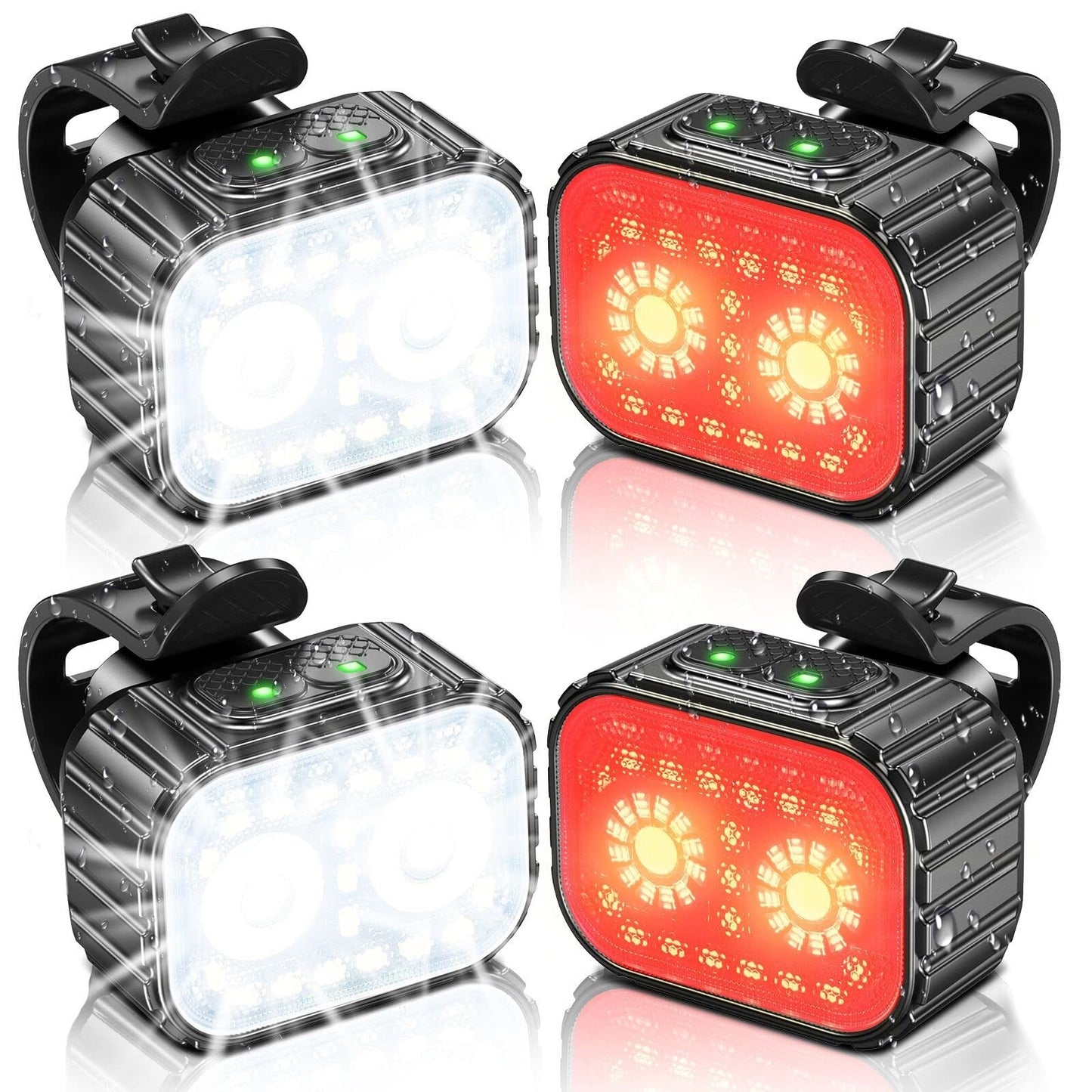 Super Bright Rechargeable Bike Lights Set   Waterproof, Multiple Modes, Front &1
