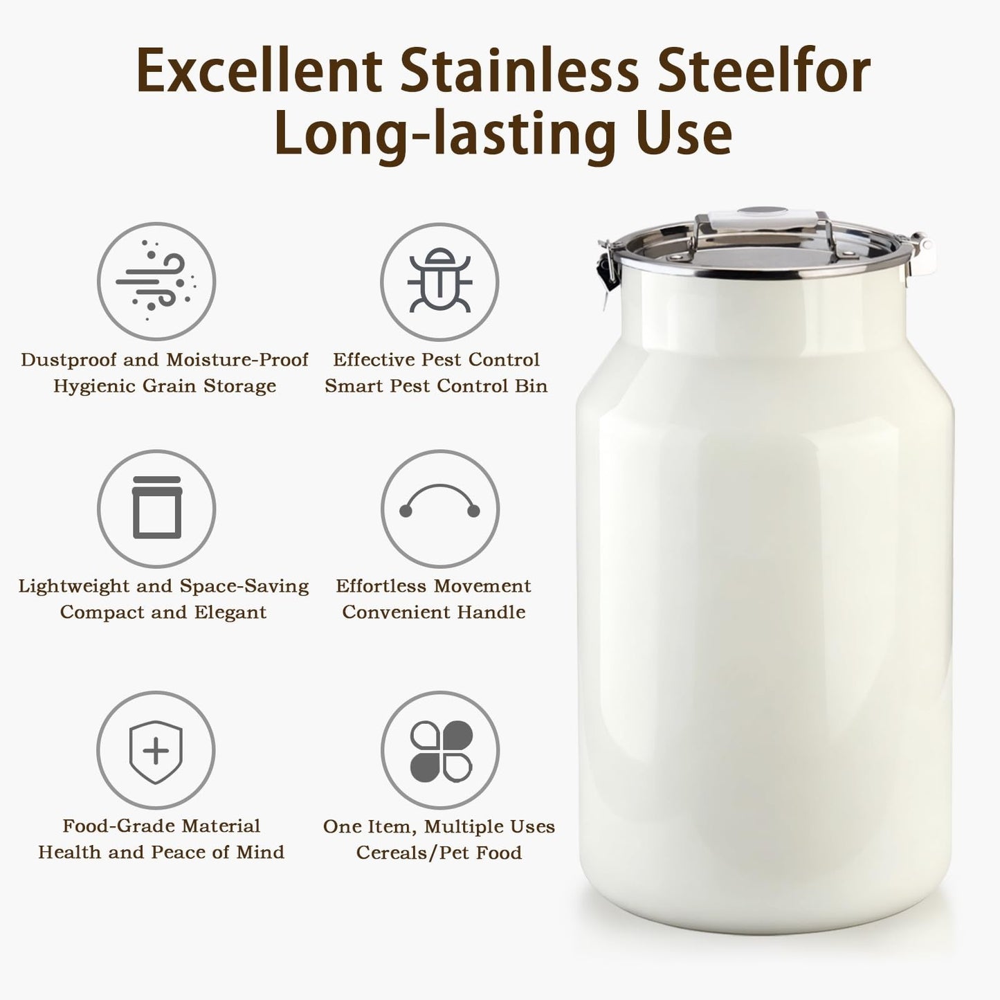 Large Stainless Steel Pet Food Storage Container 40 lb   Dog & Cat Supplies5
