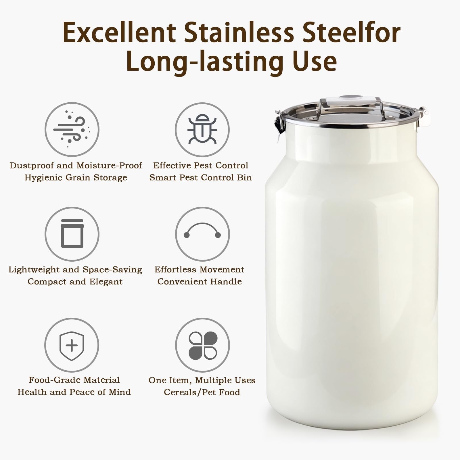 Large Stainless Steel Pet Food Storage Container 40 lb   Dog & Cat Supplies5
