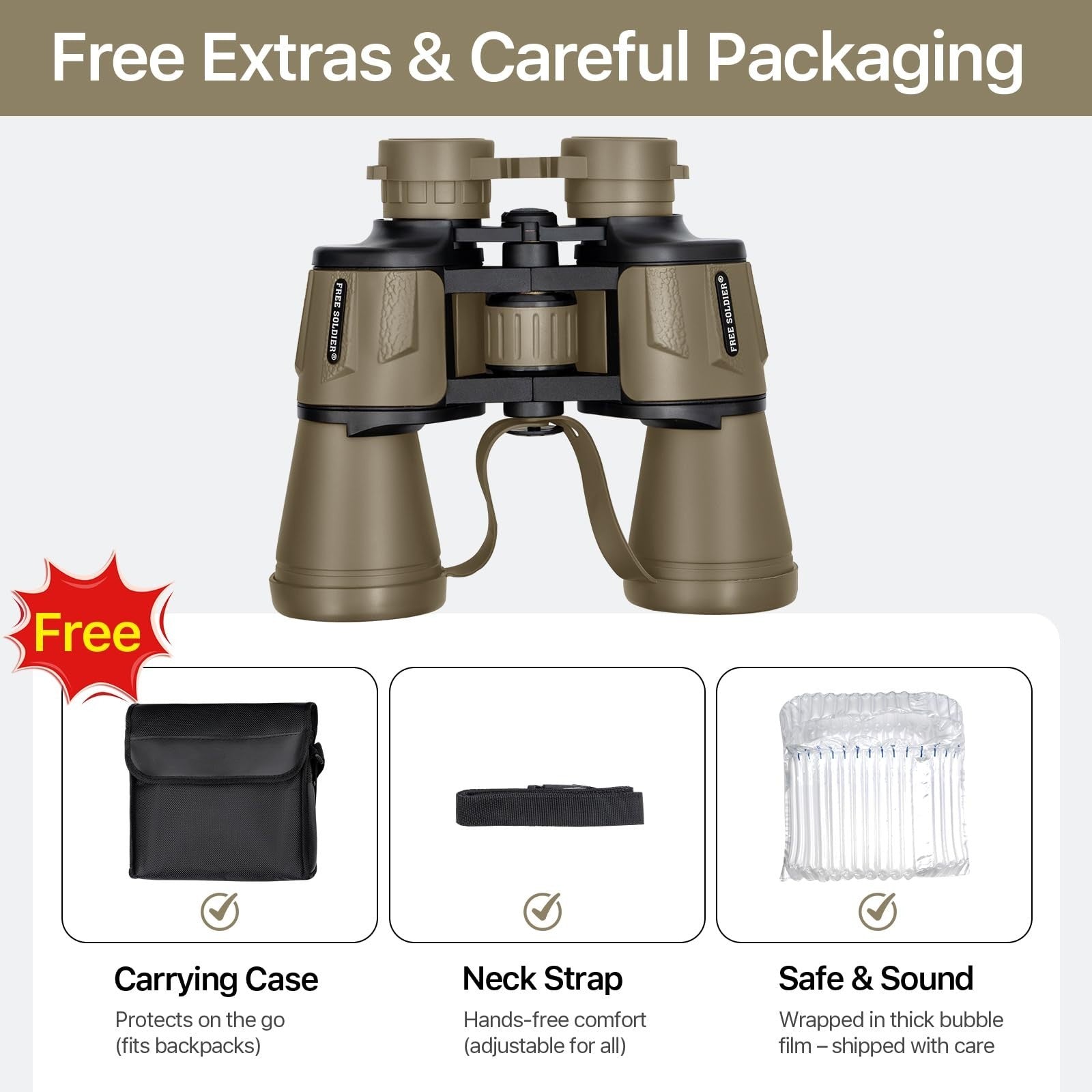 High Powered 20x50 Binoculars for Bird Watching, Hunting, Hiking, Travel   BAK45