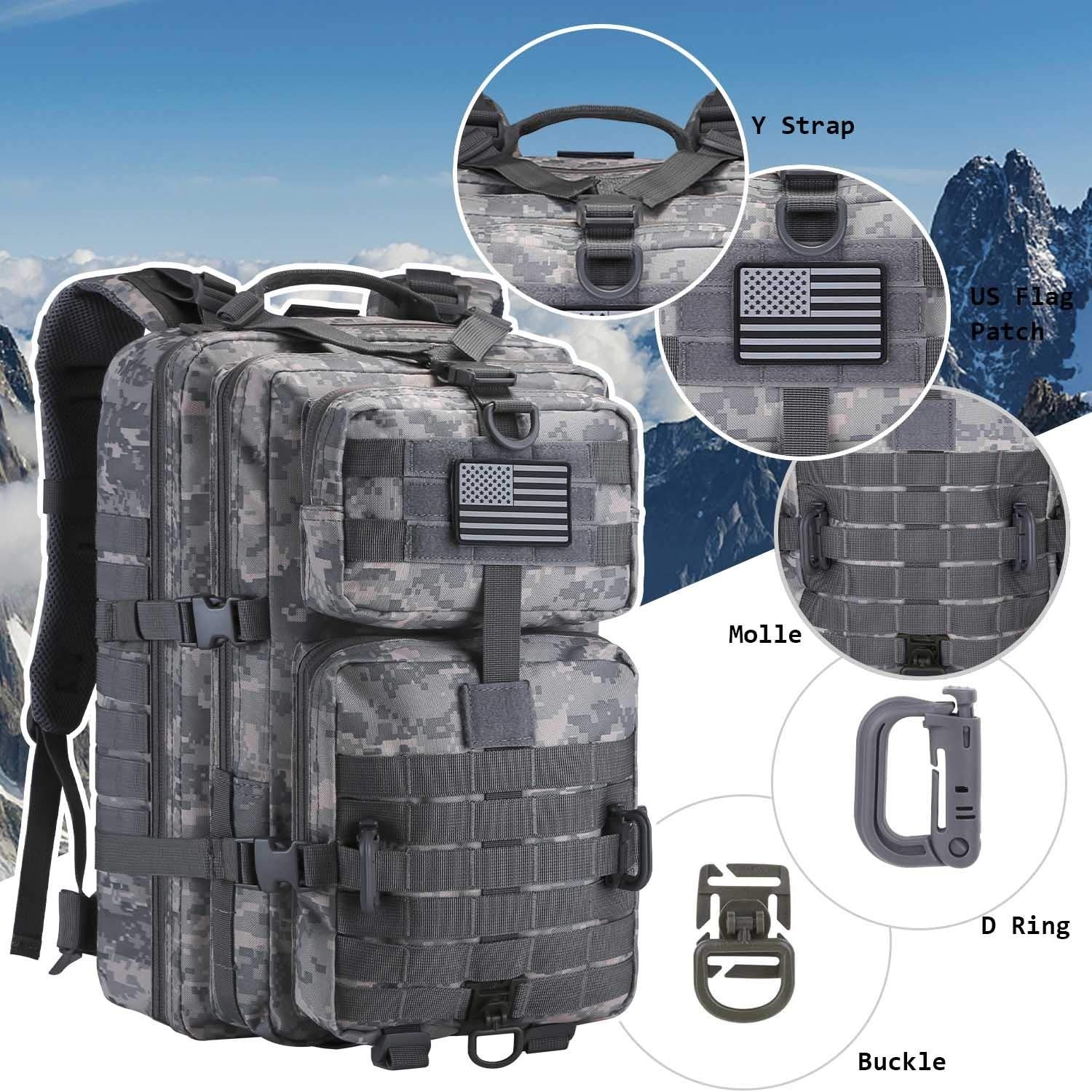 Tactical MOLLE Assault Backpack   Military Army Camping Rucksack, Outdoor Gear3