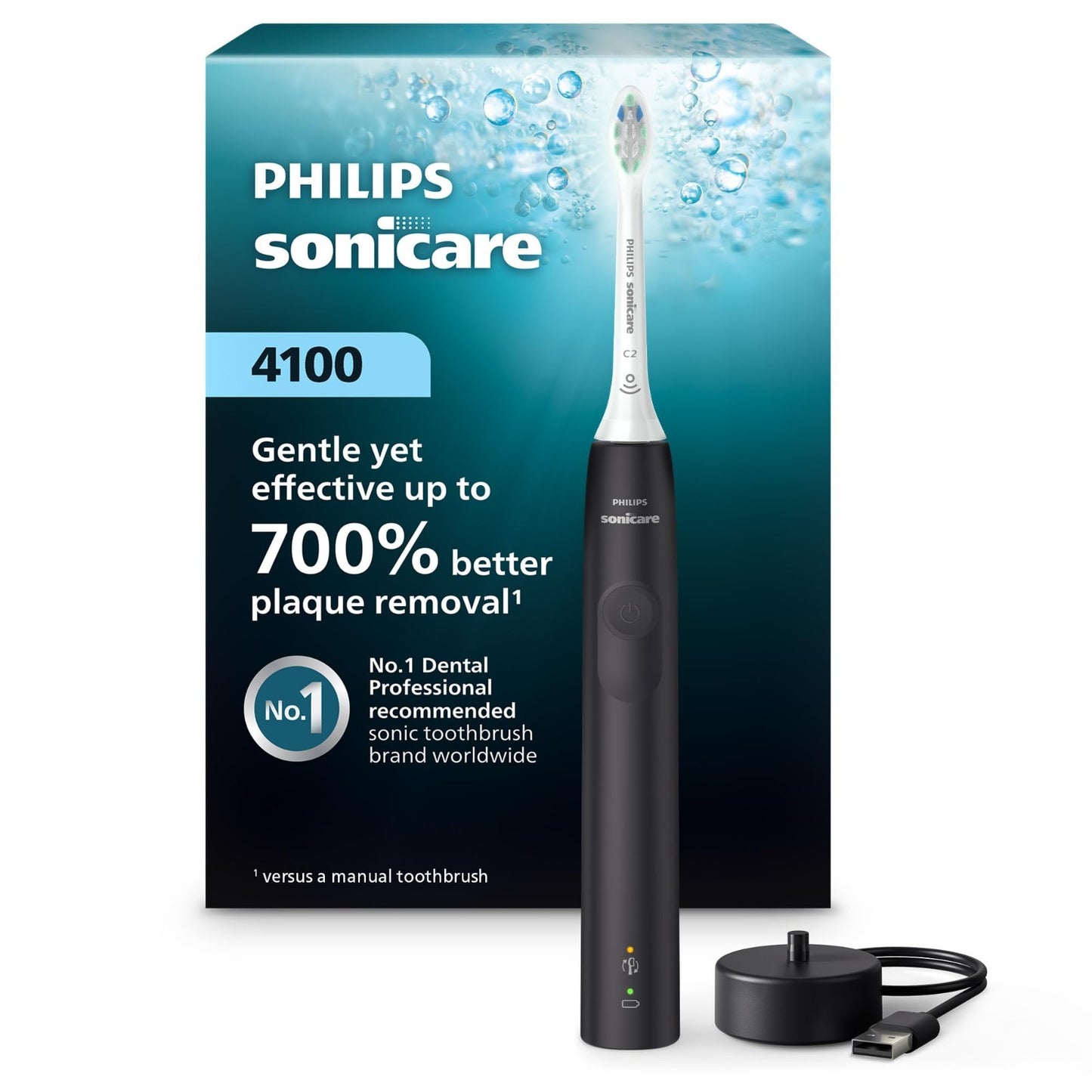 Rechargeable Electric Toothbrush, 700% Plaque Removal, Pressure Sensor, 2 Brush1