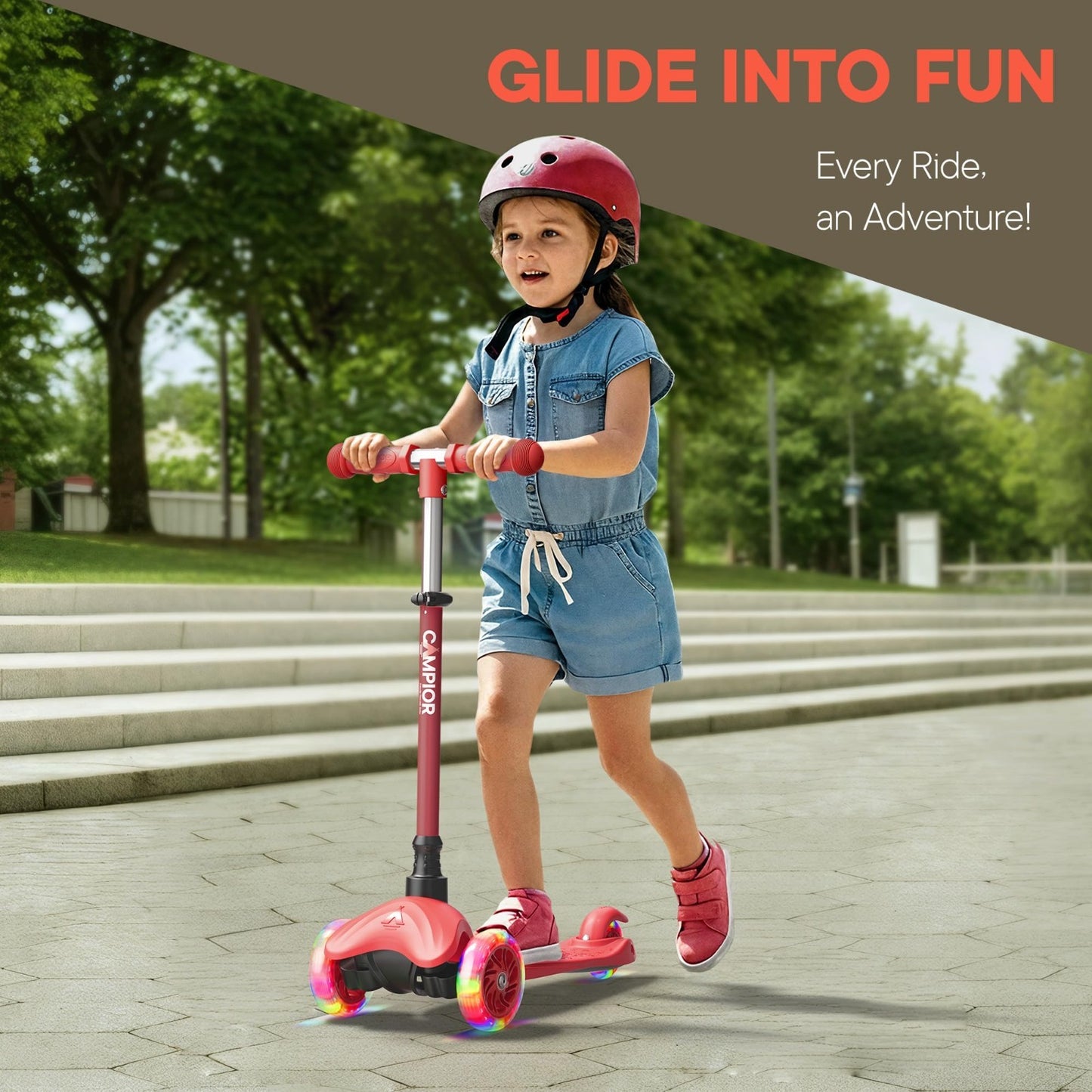 Mini 3-Wheel Kids Scooter - Lean-to-Steer, LED Light Wheels, Adjustable Handleba3