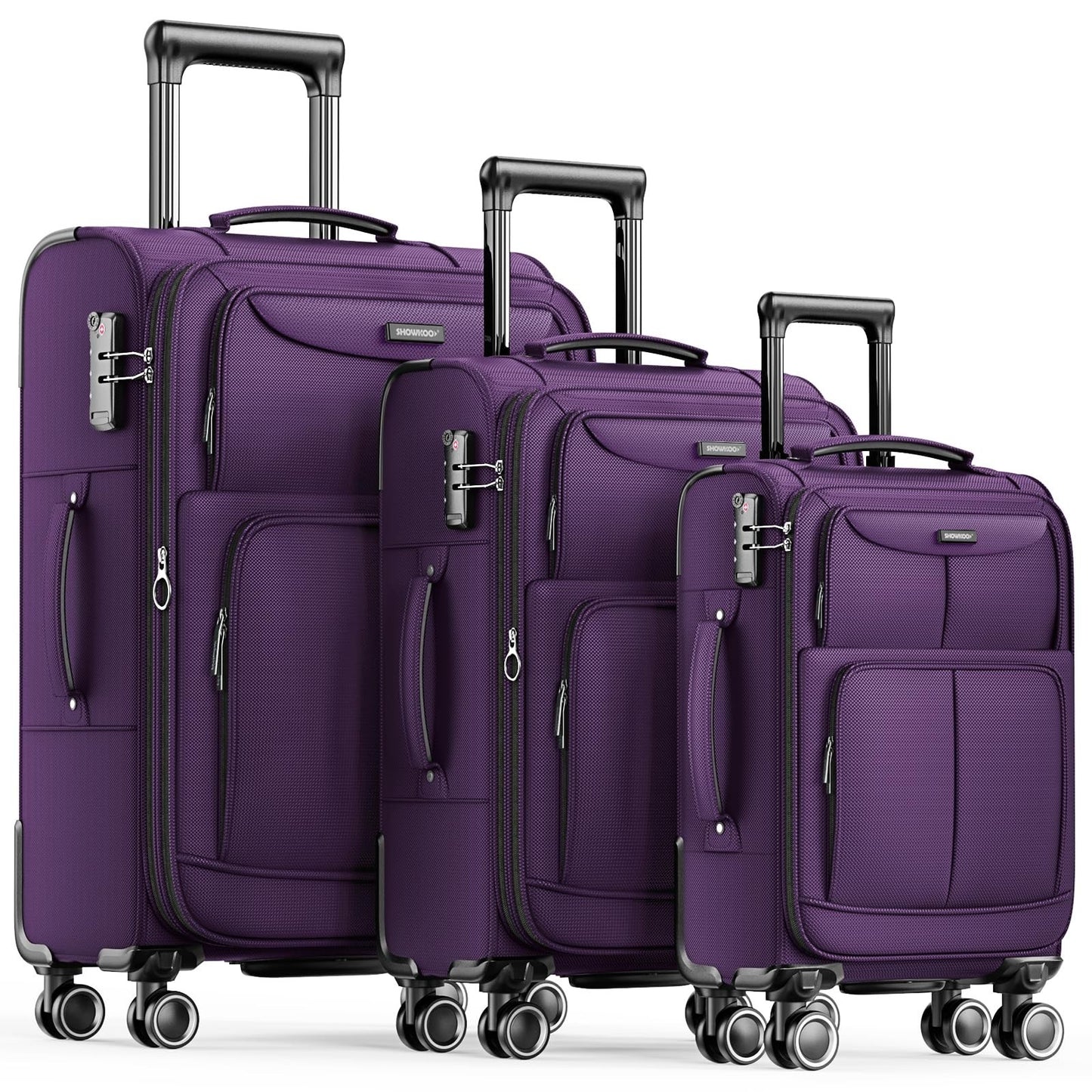 3-Piece Expandable Softside Luggage Set, Durable Oxford Fabric, 360° Spinner Whe1