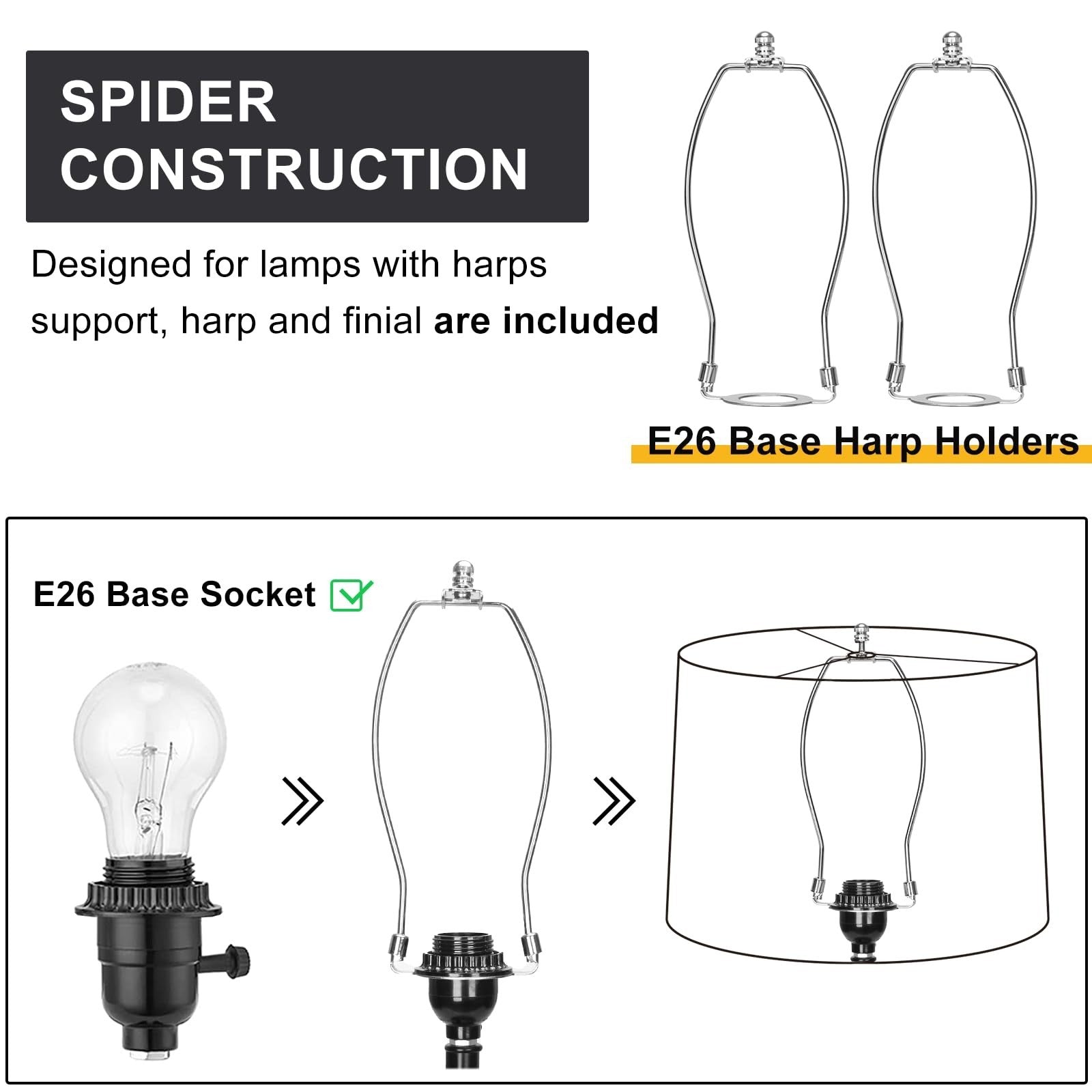 Set of 2 Black Drum Lamp Shades - 11.6" Top x 12.6" Bottom x 9.8" High, Easy Ass3