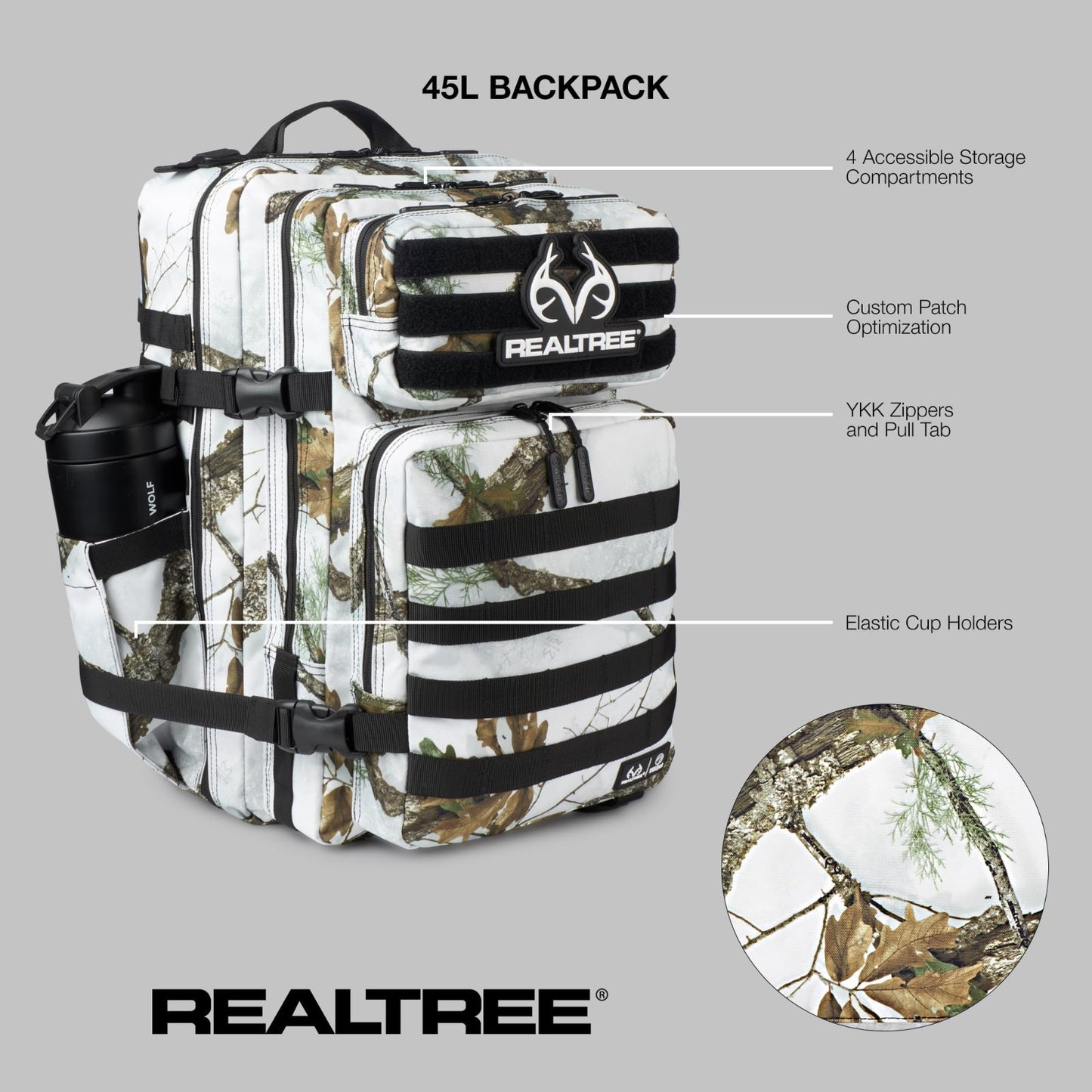Durable 45L Waterproof Gym Backpack   1000D Oxford, MOLLE Webbing, Laptop Pocket2