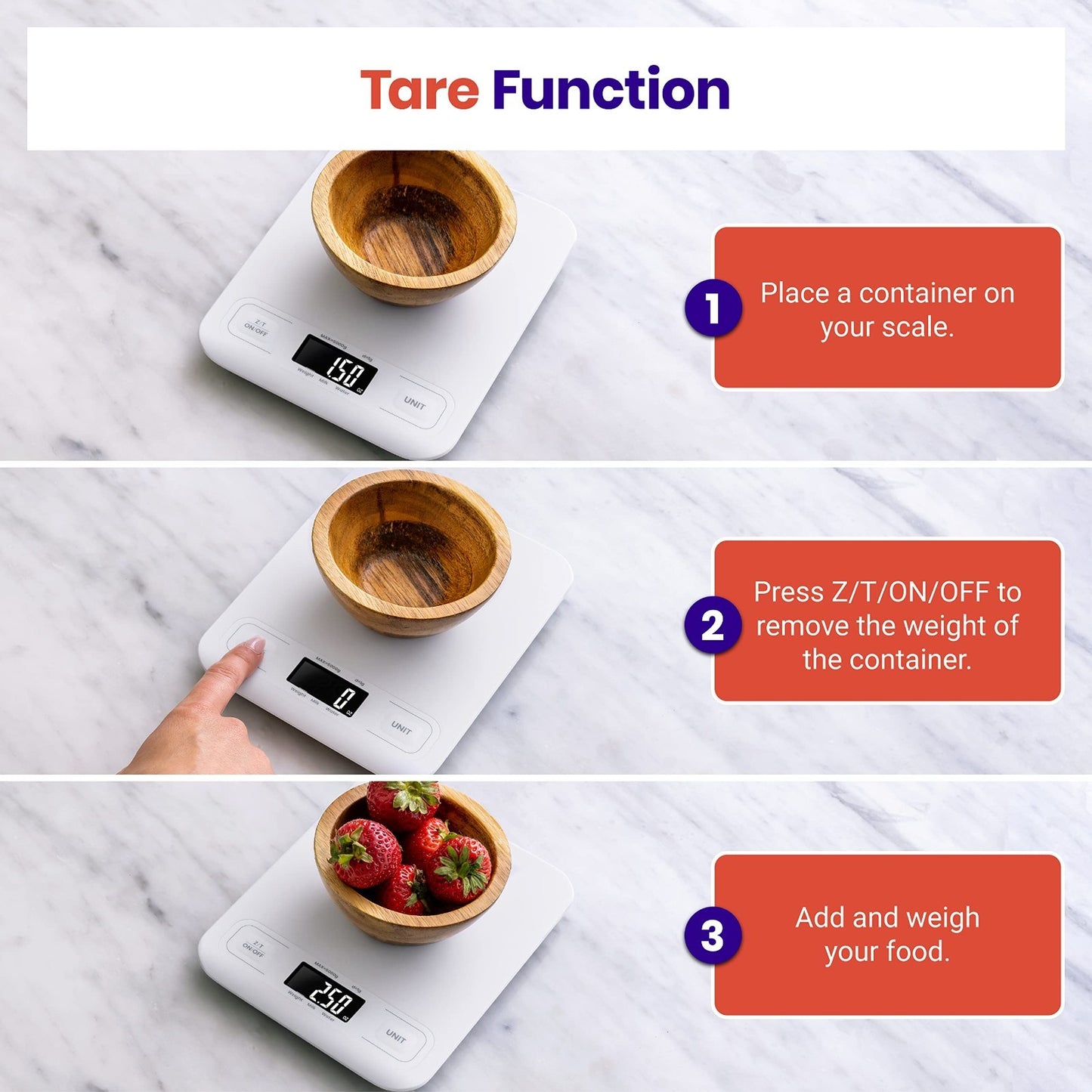 Digital Kitchen Scale for Grams & Ounces   Ideal for Baking, Keto, Meal Prep, Ta3