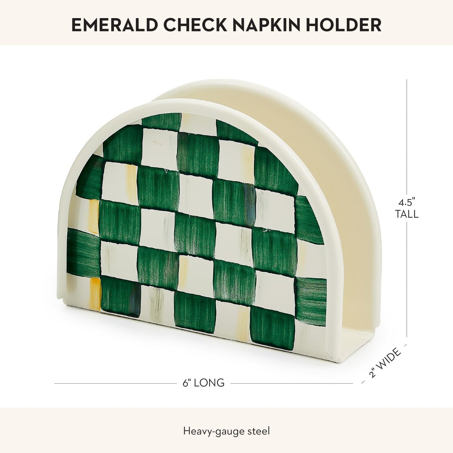 Stylish Enamel Napkin Holder for Kitchen, Table & Countertop - Green & White Che2