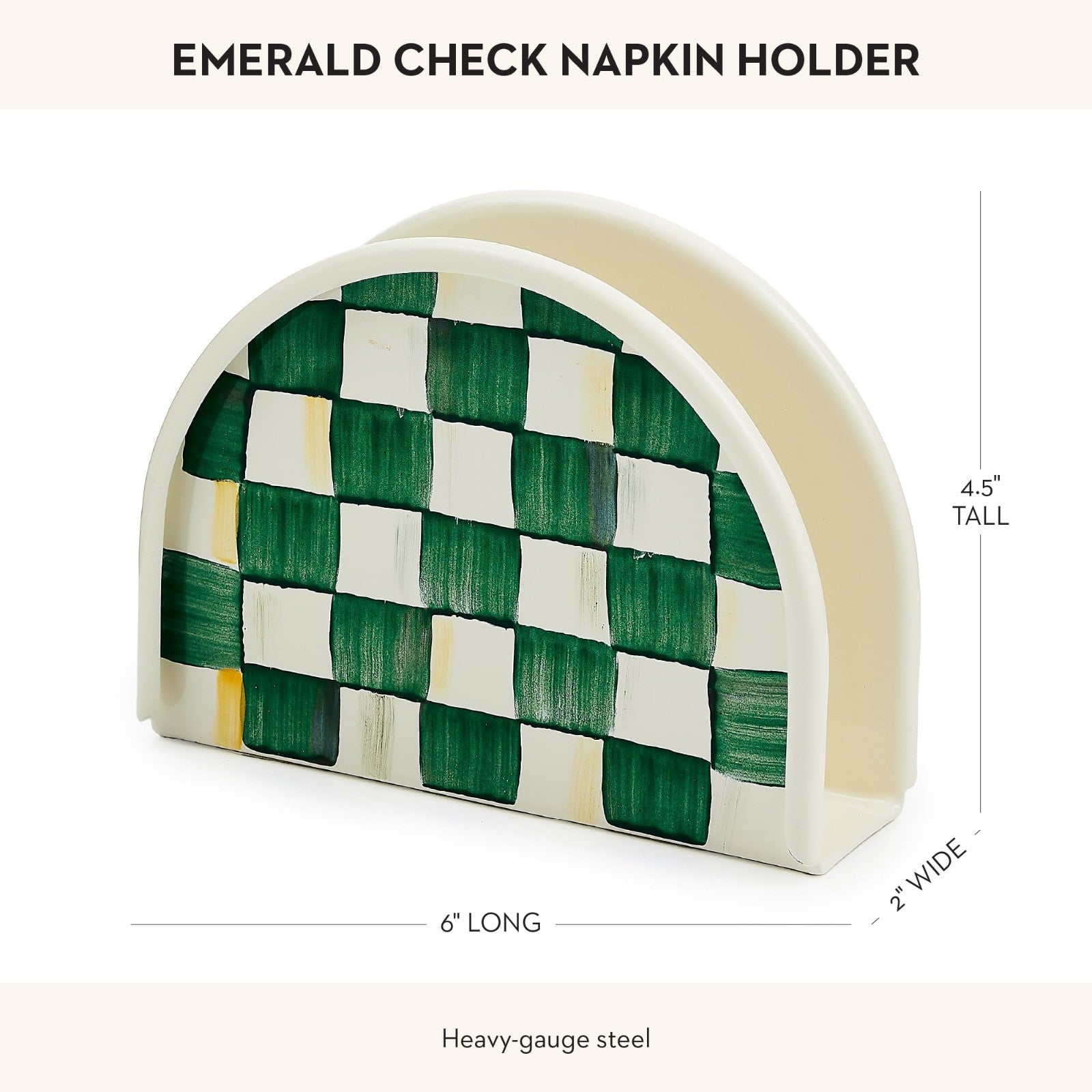 Stylish Enamel Napkin Holder for Kitchen, Table & Countertop - Green & White Che2