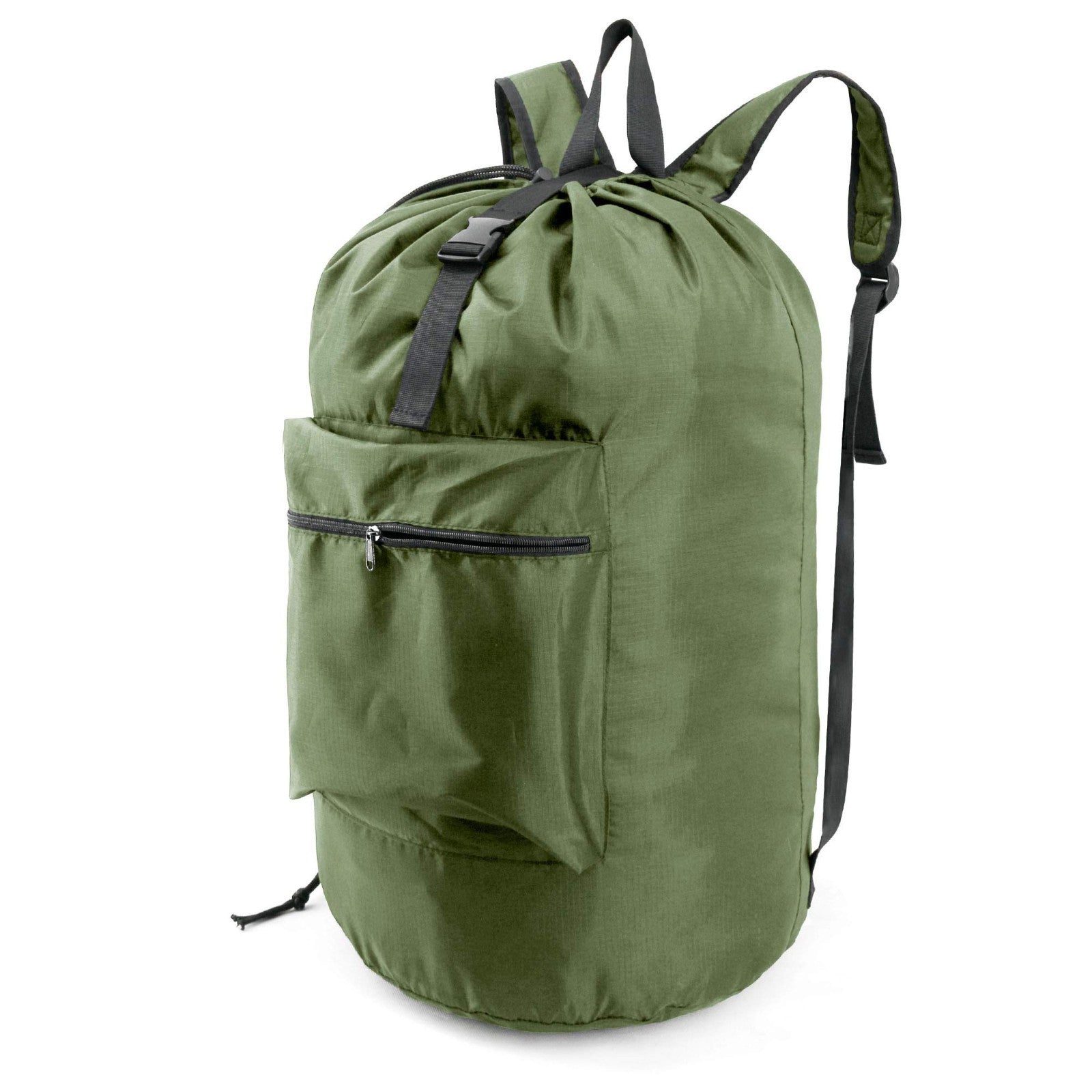 Moss Green Laundry Backpack Bag - Adjustable Straps, Portable Hamper, XLarge Rip1
