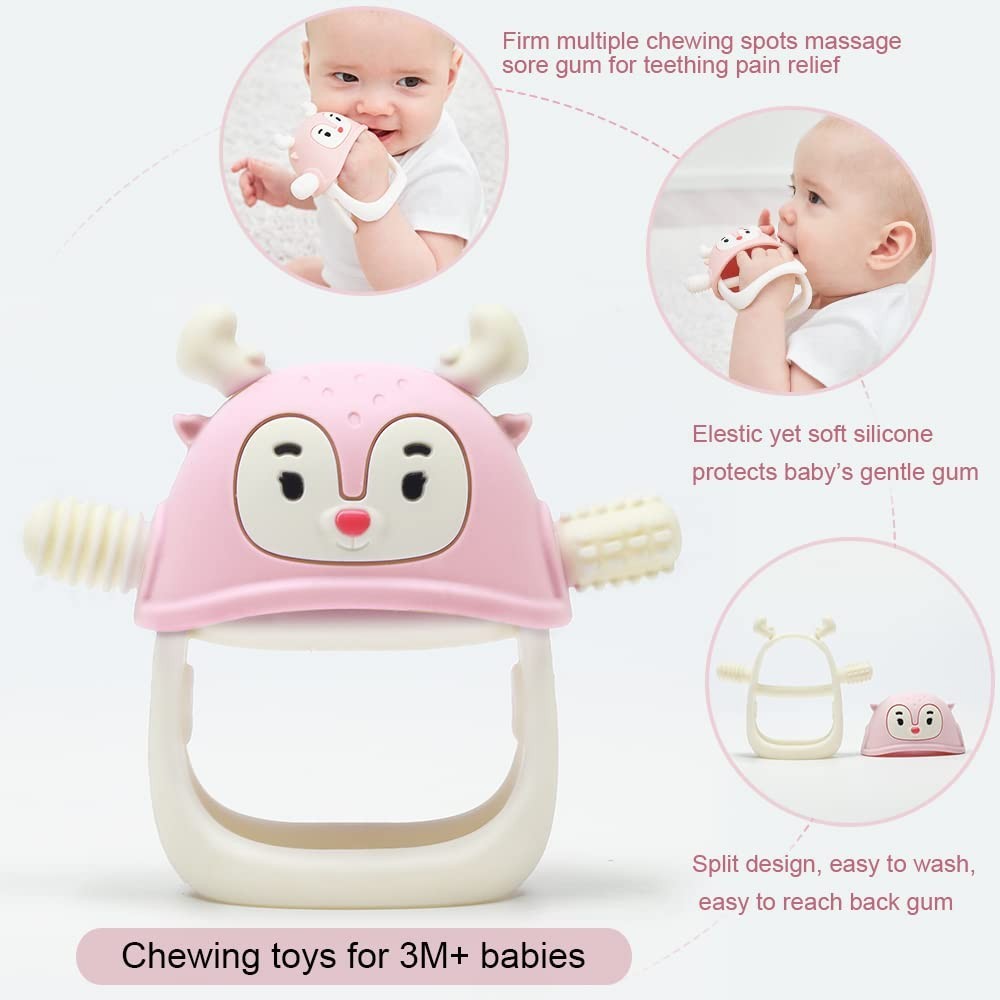Soft Silicone Baby Teething Toy Set | Penguin & Reindeer Chew Toys | Teething Mi7