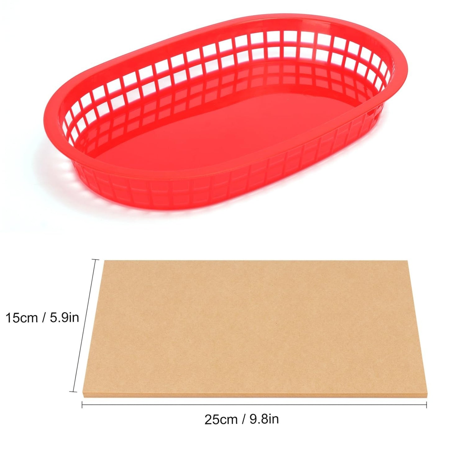 50 Pack Red Plastic Fast Food Baskets 10.6"x6.7" - Perfect for Fries, Sandwiches2