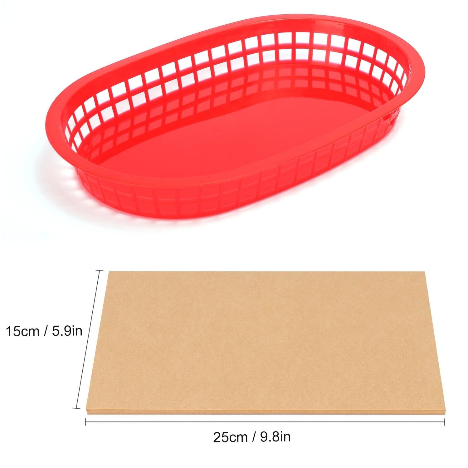 50 Pack Red Plastic Fast Food Baskets 10.6"x6.7" - Perfect for Fries, Sandwiches2