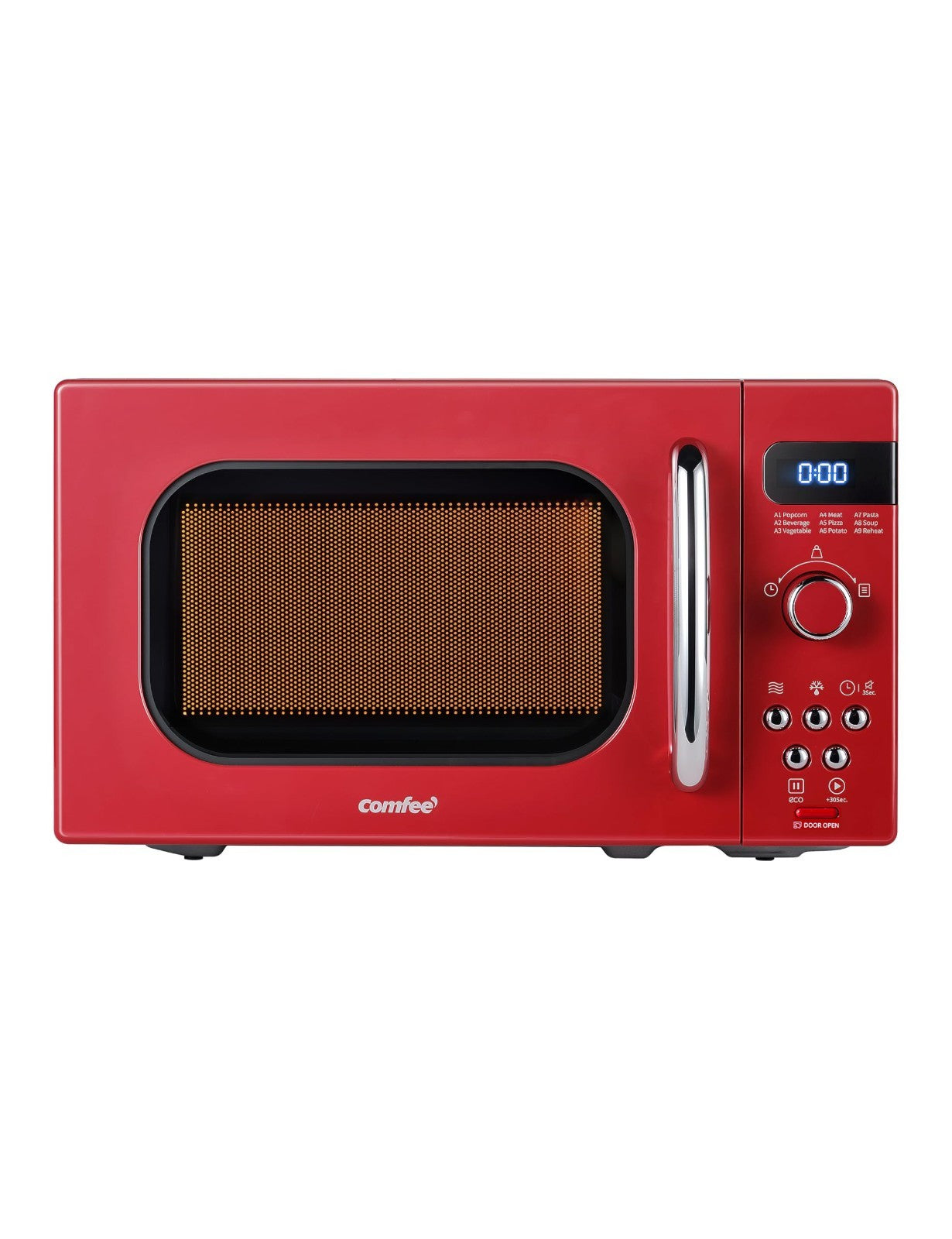 Retro Microwave Oven 0.7 Cu.Ft 700W   Compact, 9 Preset Menus, Stylish Red1