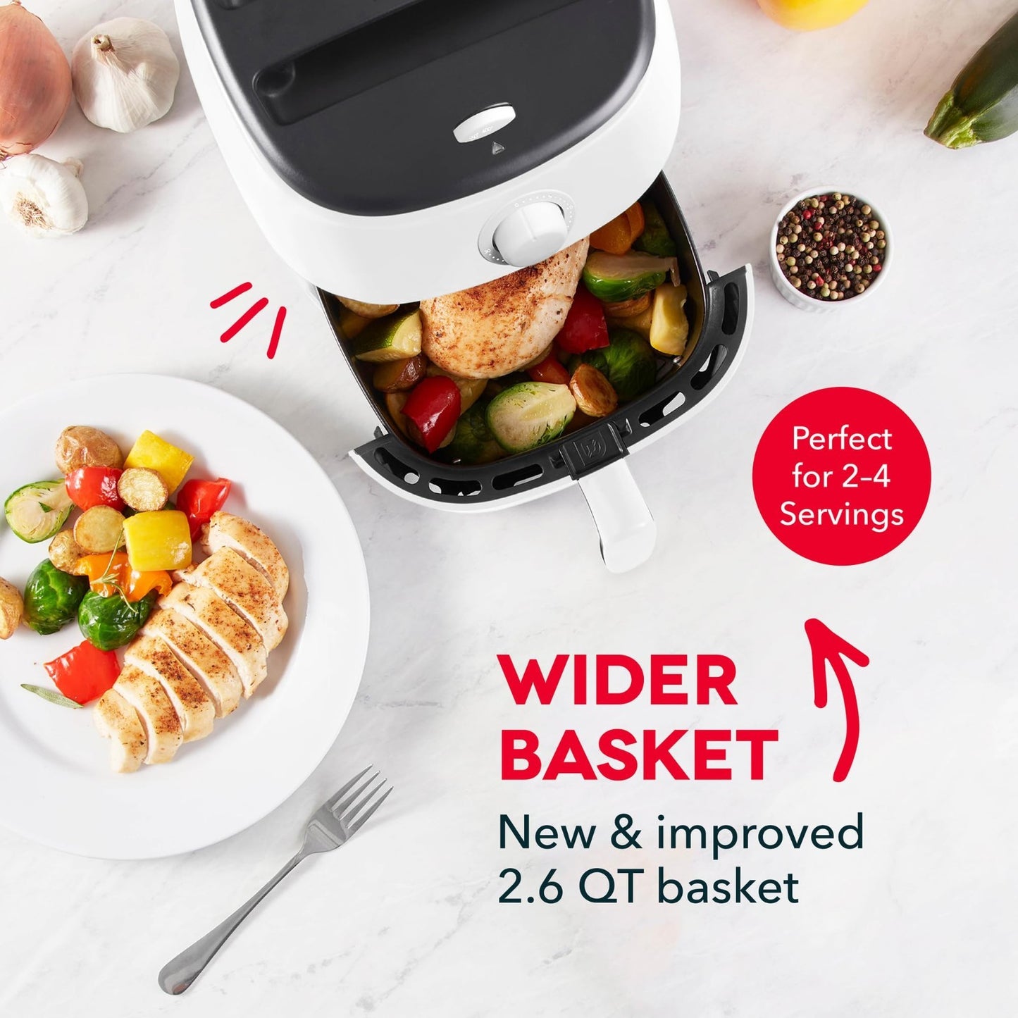 Compact Air Fryer with Adjustable Temperature - Nonstick Basket, 2.6 Quart, Auto6