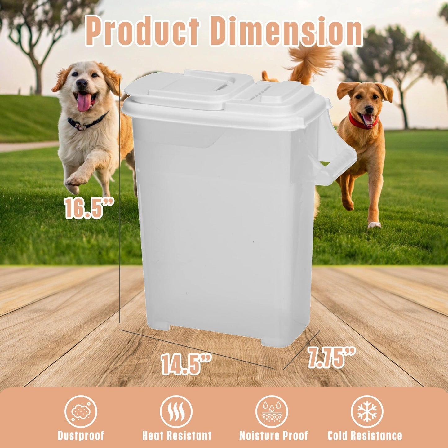 Pet Food Storage Containers   8 Gallon Dog, Cat & Bird Seed Dispensers w/Handle,2