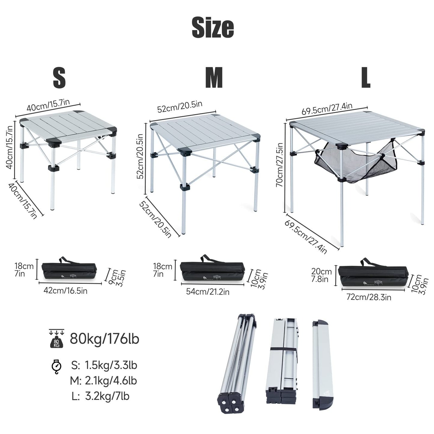Lightweight Folding Square Table with Carry Bag - Portable for Camping, BBQ, Pic5