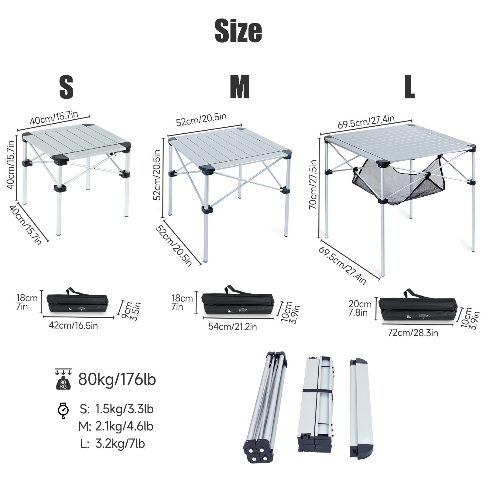 Lightweight Folding Square Table with Carry Bag - Portable for Camping, BBQ, Pic5