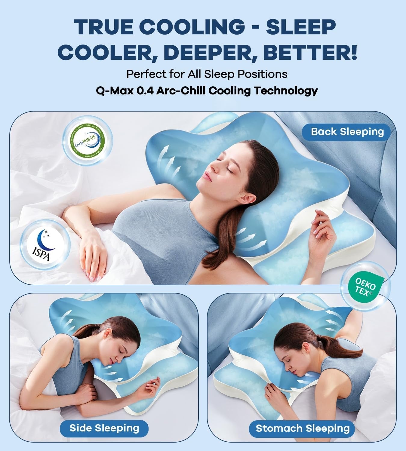 Cervical Pillow for Neck & Shoulder Pain Relief   Cooling Contour Memory Foam, D5