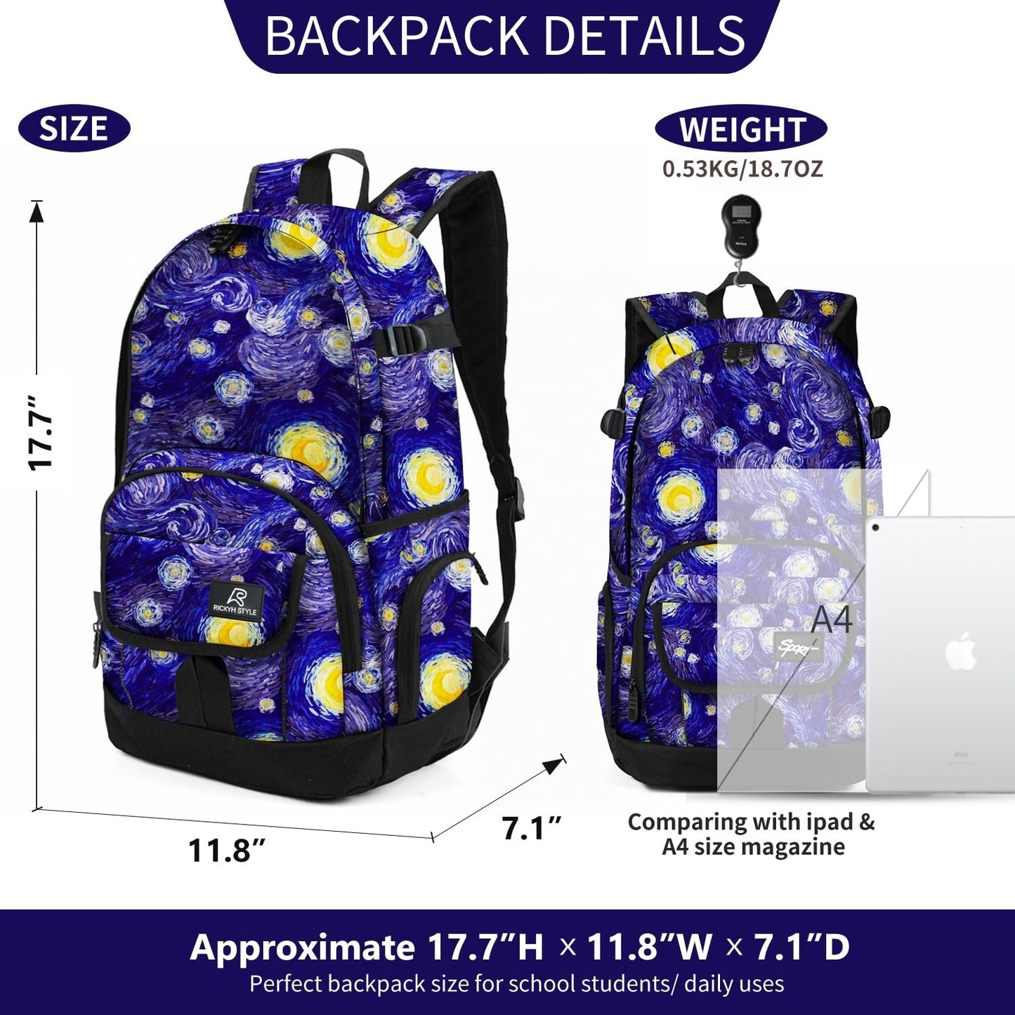 Lightweight School Backpack Travel Bag for Men & Women | College & Travel Use4