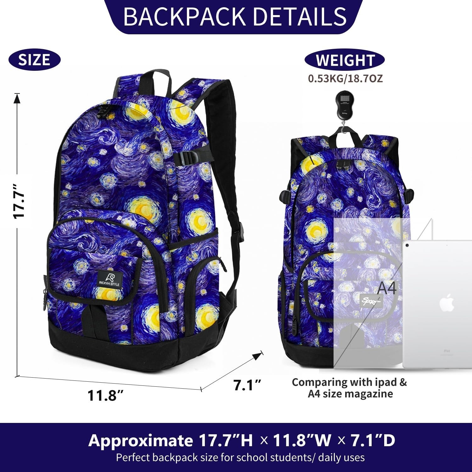 Lightweight School Backpack Travel Bag for Men & Women | College & Travel Use4