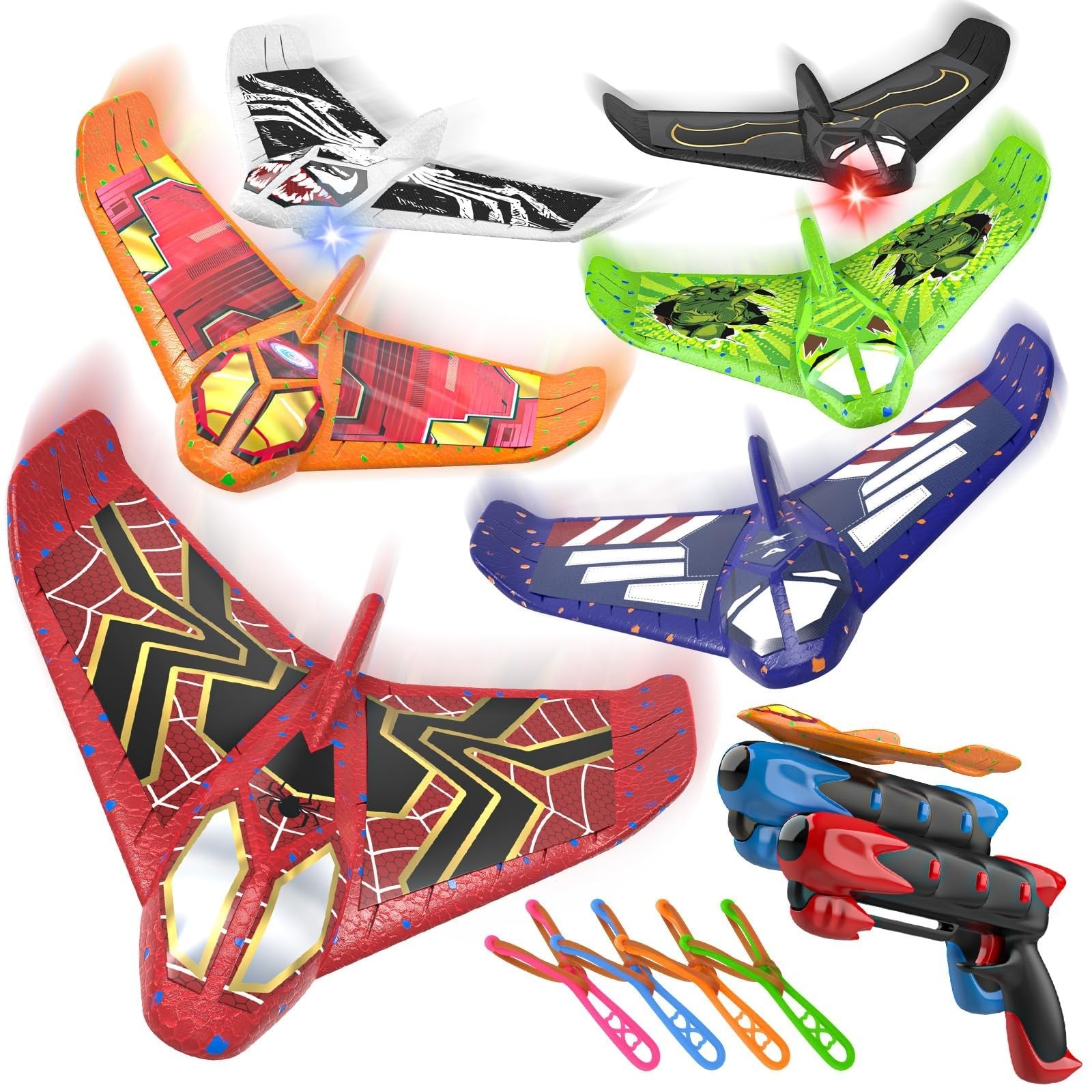 6 Pack LED Foam Airplane Launcher Toys for Kids   Outdoor Flying Fun for Ages 3 1