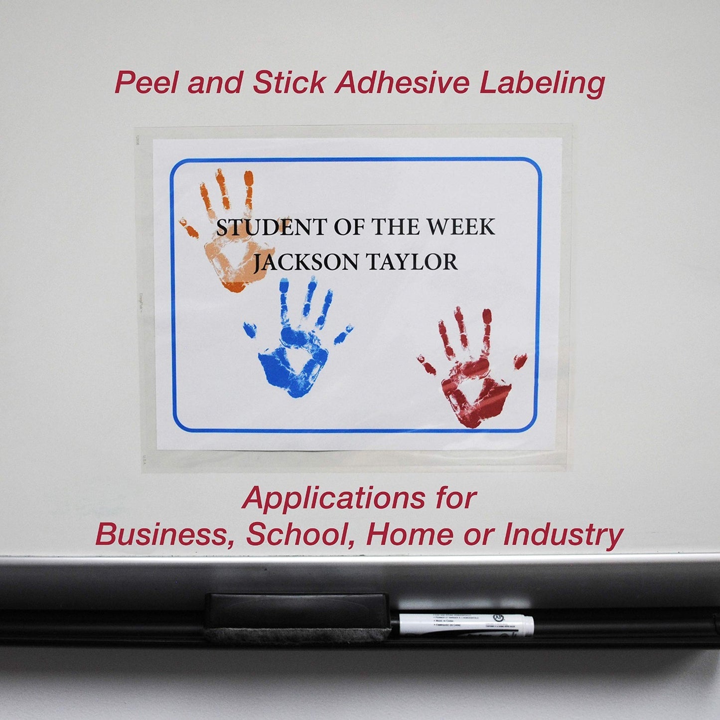 Clear Full Page Pocket Holders - Peel & Stick Adhesive, Top Loading, 8.5"x11", 56