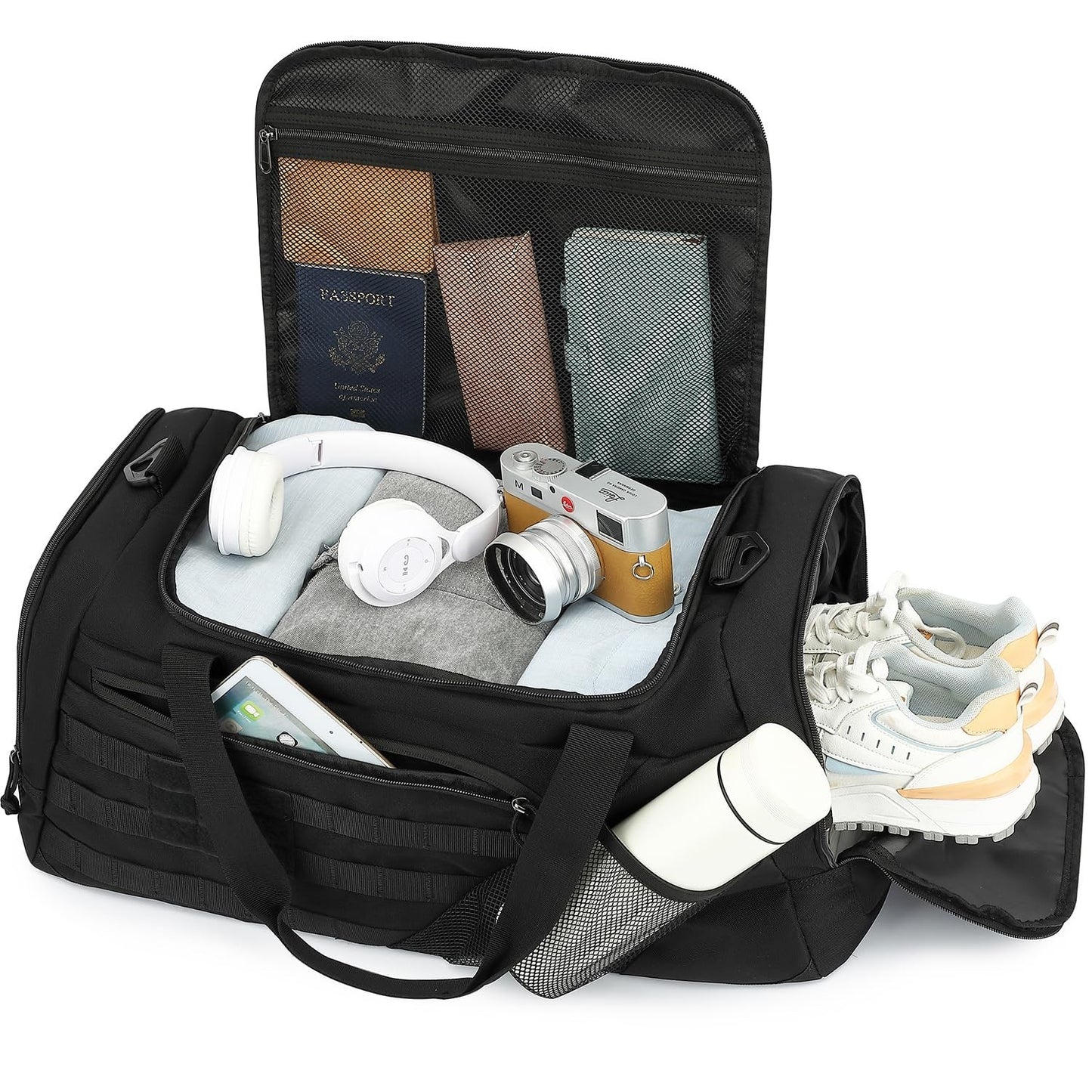 Multi Functional 45L Tactical Gym Duffle Bag Backpack with Shoe Compartment & We6