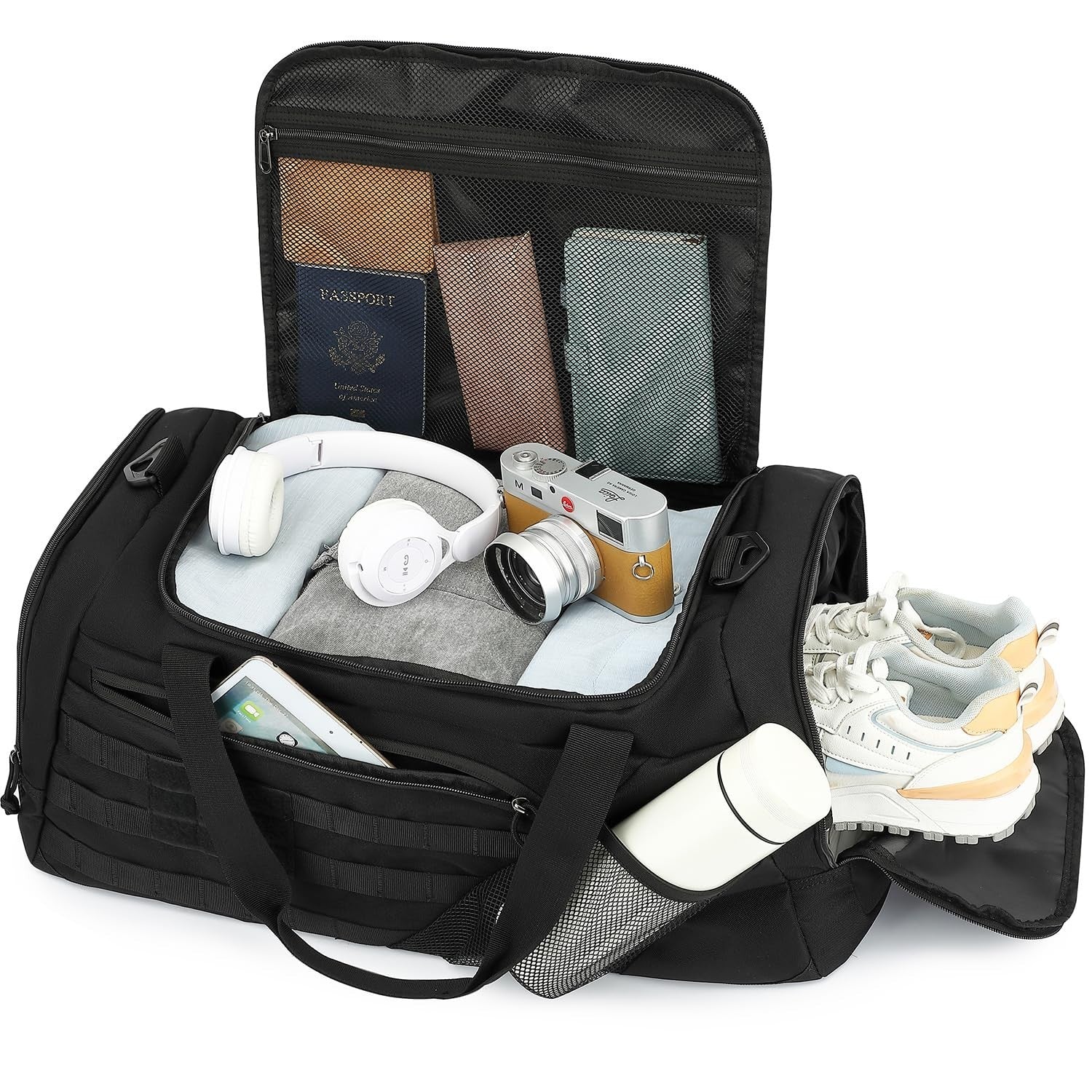 Multi Functional 45L Tactical Gym Duffle Bag Backpack with Shoe Compartment & We6