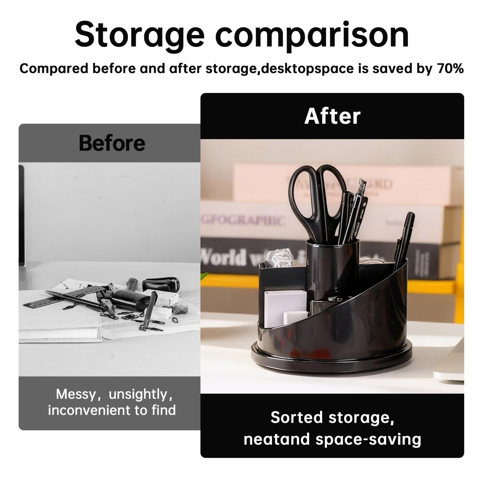 Office Supplies Set   Desk Organizer Kit, Black   Essential Deli Accessories5